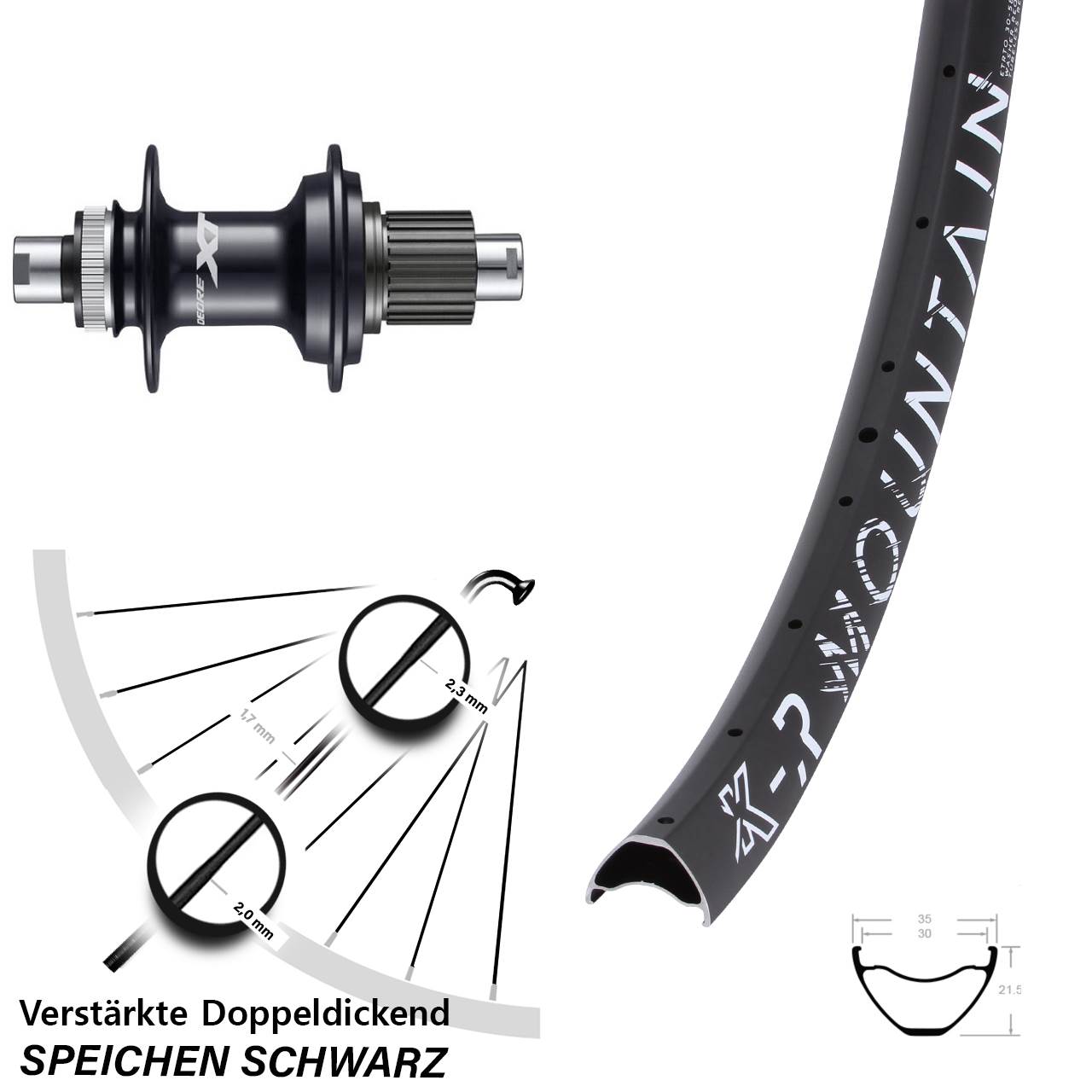 27,5 Zoll KX-R Mountain Shimano XT Hinterrad Centerlock 12x142 Micro Spline
