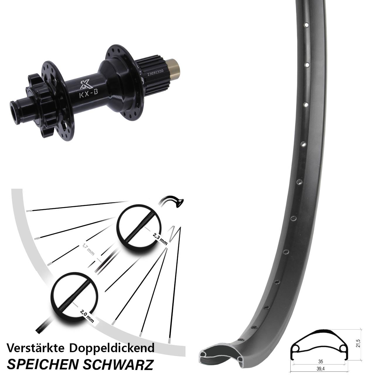 Ambrosio E35 KX-B 27,5 Zoll Disc Laufrad 12x148 Shimano Micro Spline