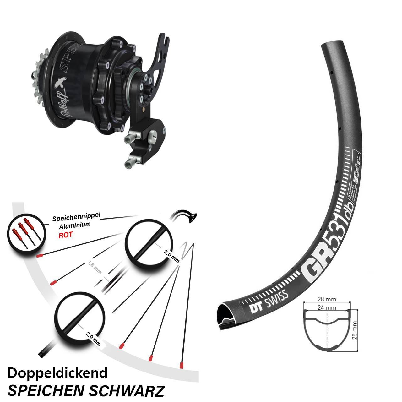 Disc Hinterrrad 28 Zoll DT Swiss GR 531 Rohloff Speedhub CC DB PM