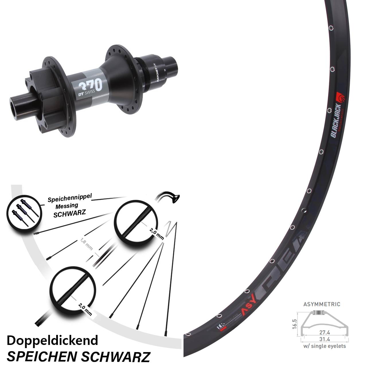 Rodi Ready 27 DT Swiss 370 Boost Sram XD Hinterrad 27,5 Zoll 6-Loch
