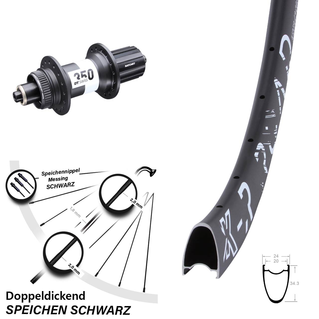 28 Zoll Hinterrad KX R Road DT Swiss 350 Centerlock 11-12 fach QR