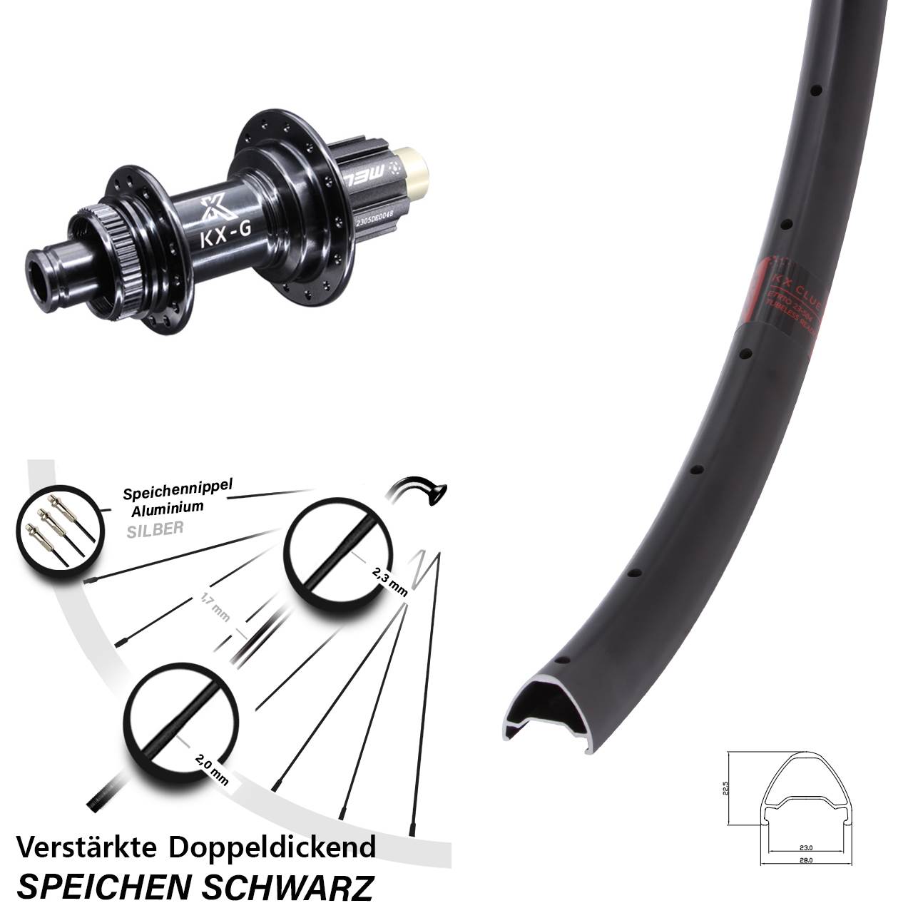 28 Zoll KX-G Clue Steckachse Disc Hinterrad 12x142 Campa N3W