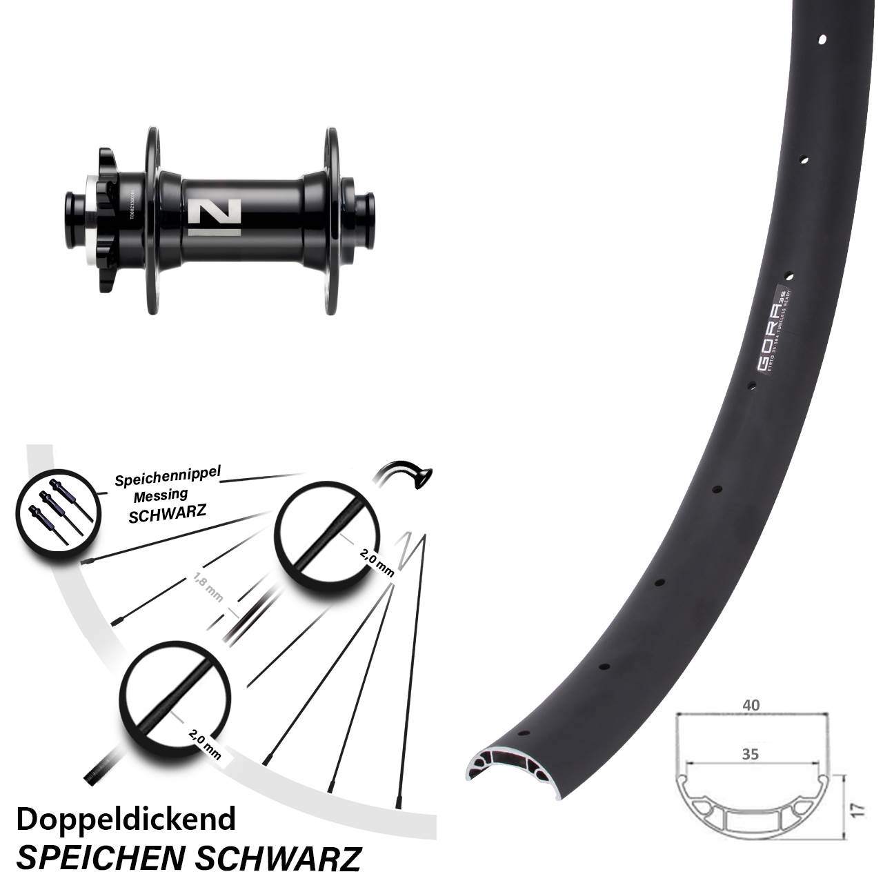 Gora 35 Novatec D041SB 27,5 Zoll Disc Vorderrad 15x110 Boost