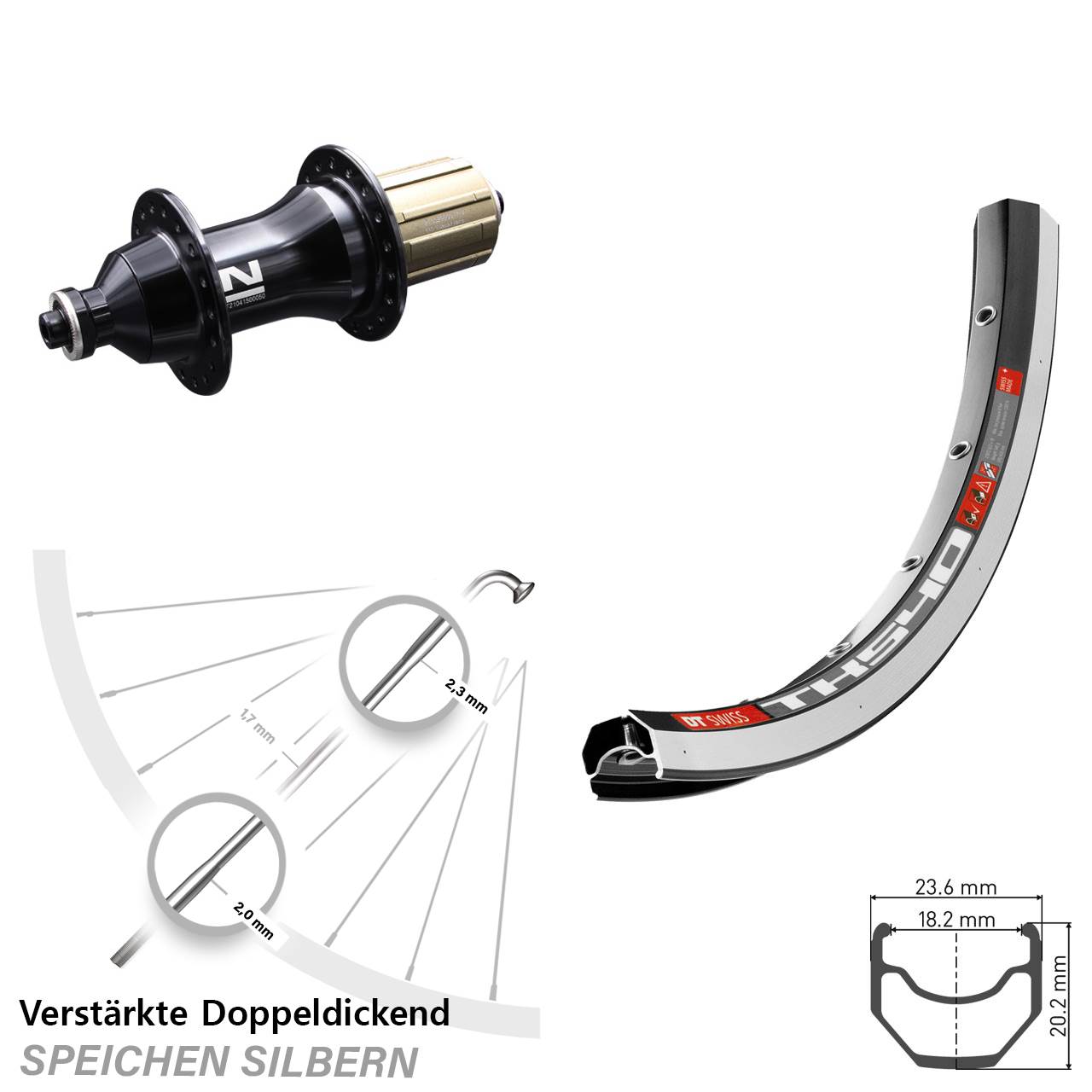 28 Zoll DT Swiss TK540 Novatec F-162SB Hinterrad QR 8-12 fach