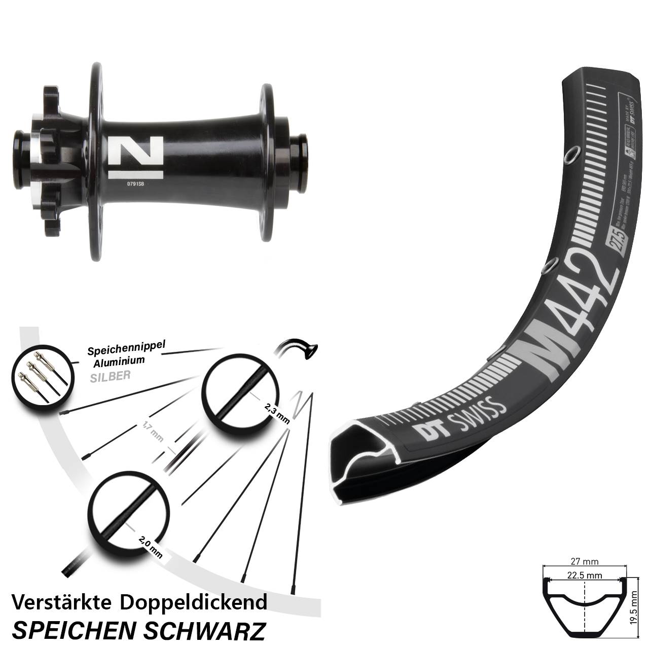 DT Swiss M442 Novatec D791 29 Zoll 6-Loch Vorderrad 15x100