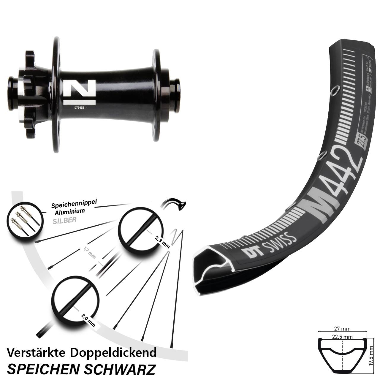 DT Swiss M442 Novatec D791 29 Zoll 6-Loch Vorderrad 15x100