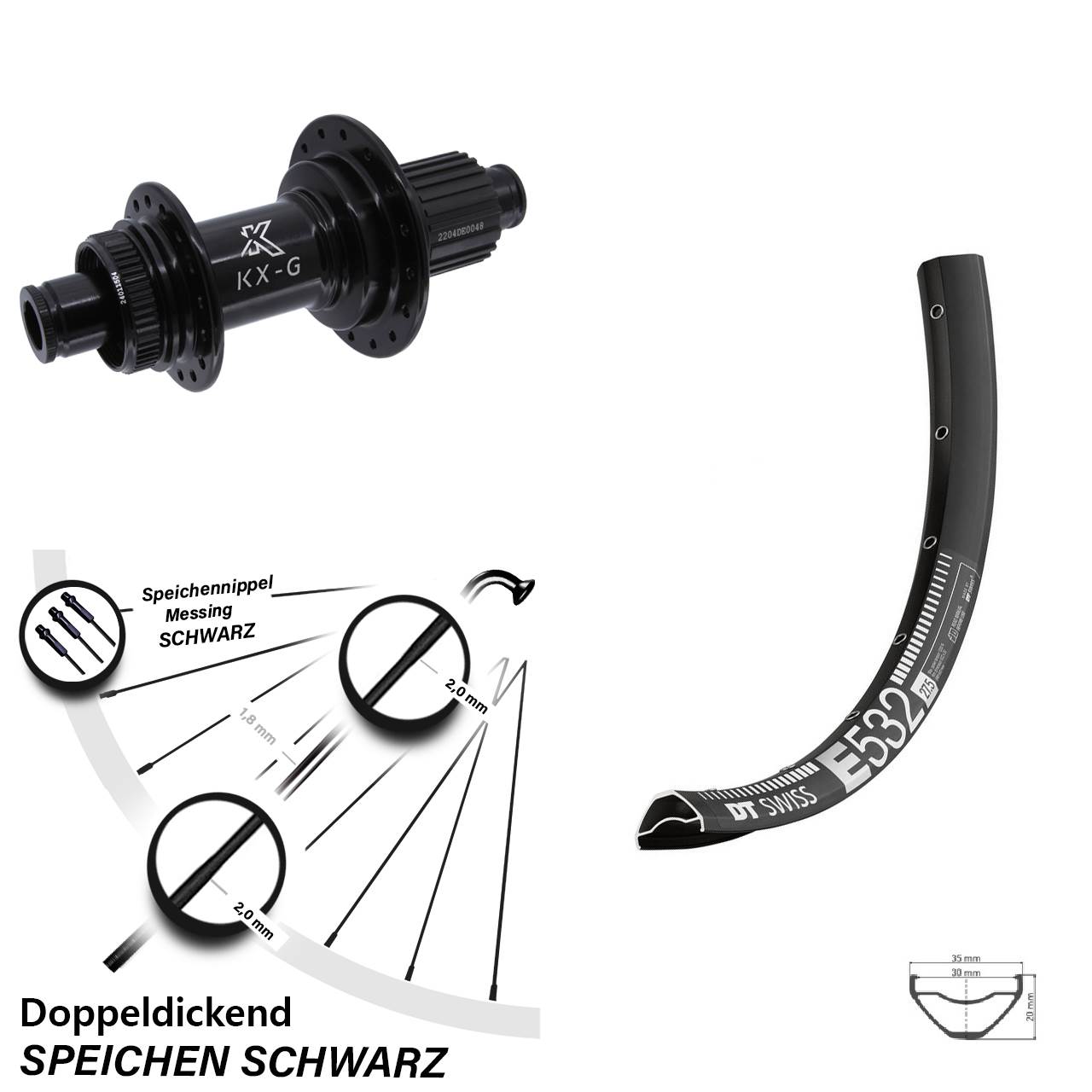Hinterrad 27,5 Zoll DT Swiss E 532 KX-GS Micro Spline 12x142