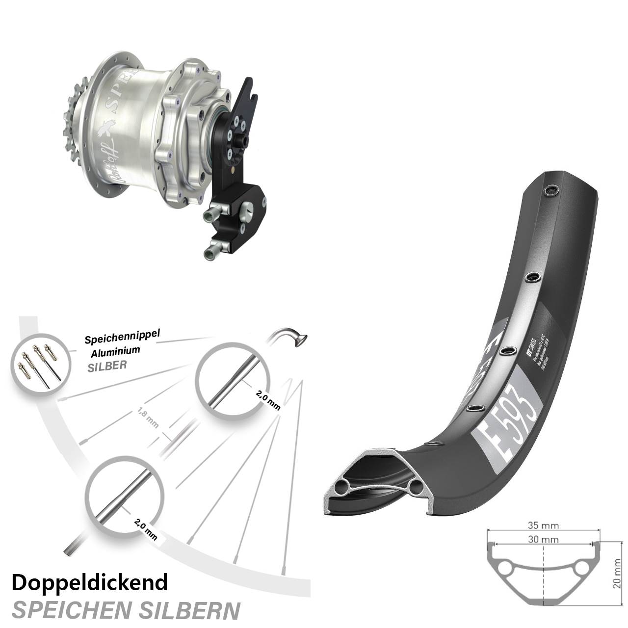 27,5 Zoll DT Swiss E 593 Rohloff CC DB OEM2 Tandem
