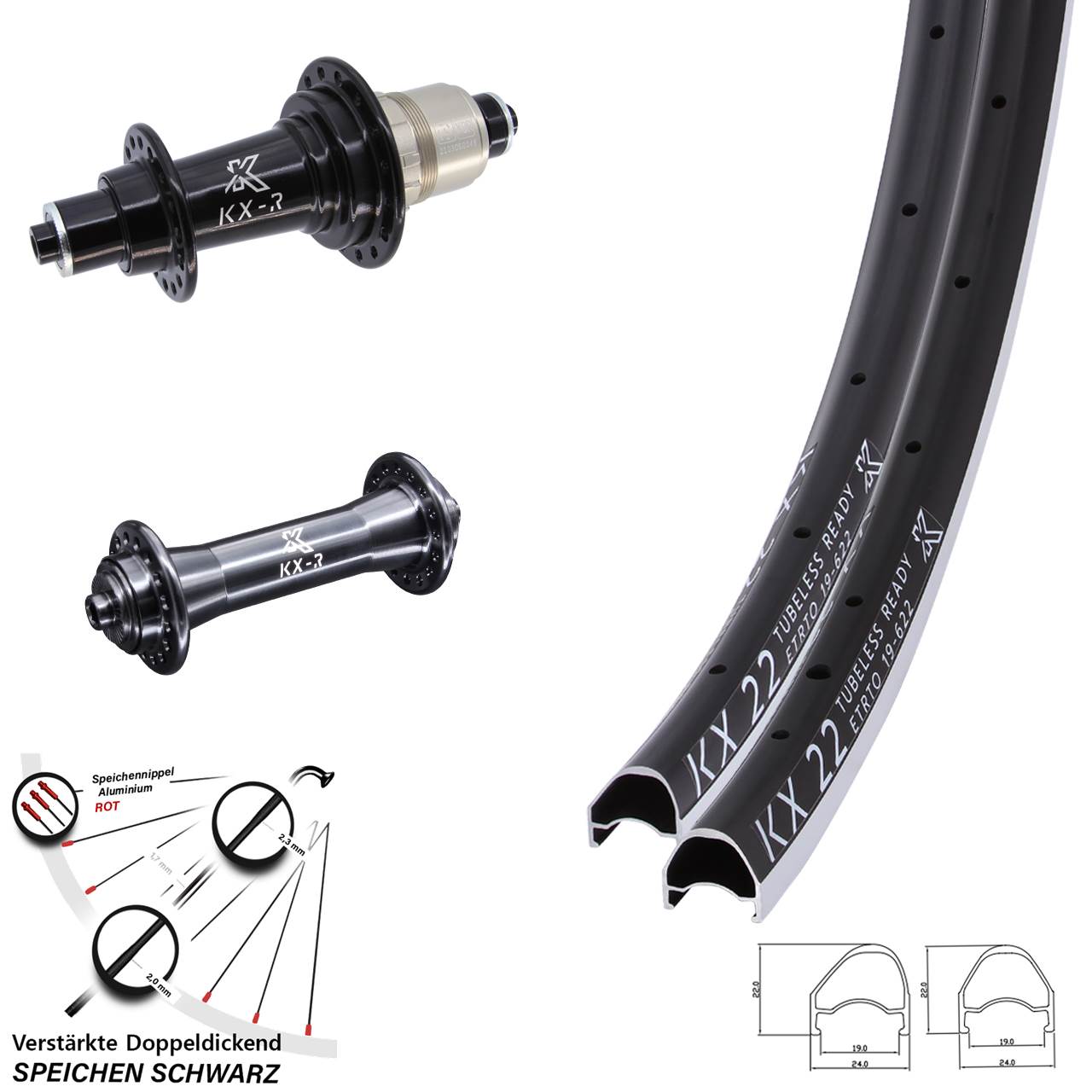 KX-R 22 OS 28 Zoll Laufradsatz QR SRAM XDR