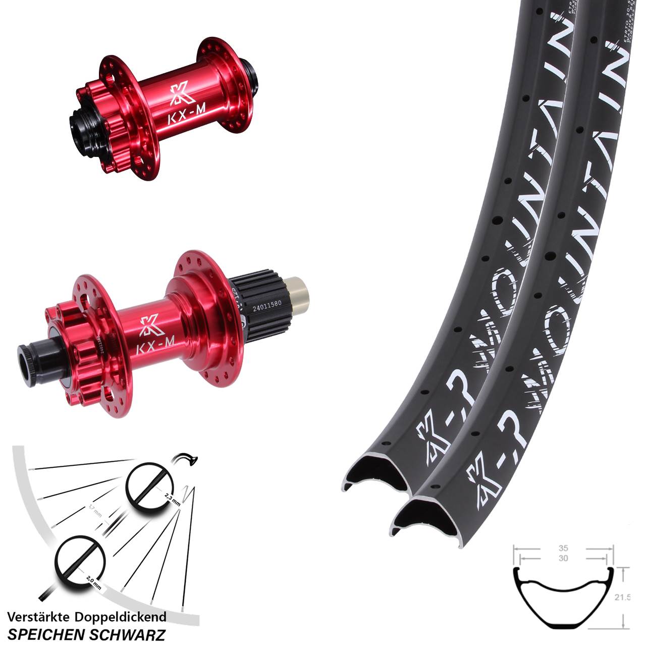 KX-MR Mountain rot 27,5 Zoll Laufradsatz 6-Loch 15x100 12x142 Shimano Micro Spline