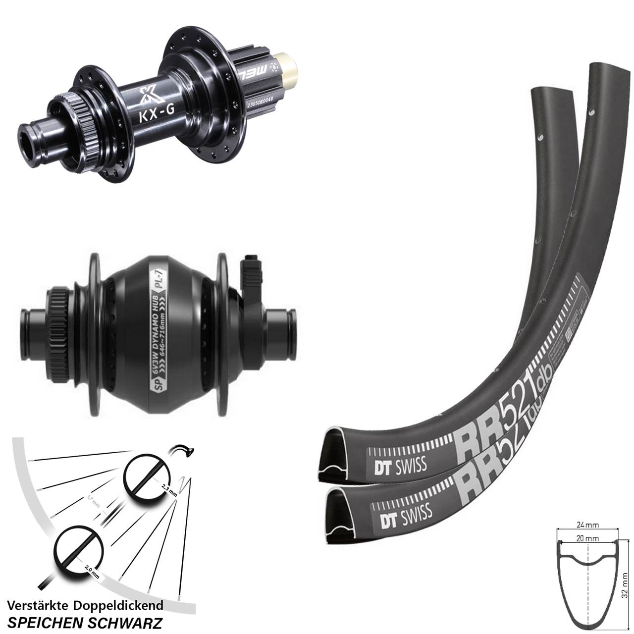 Disc Laufradsatz 12x100/142 28 Zoll DT Swiss RR521 KX-G Shutter PL-7 Campagnolo N3W