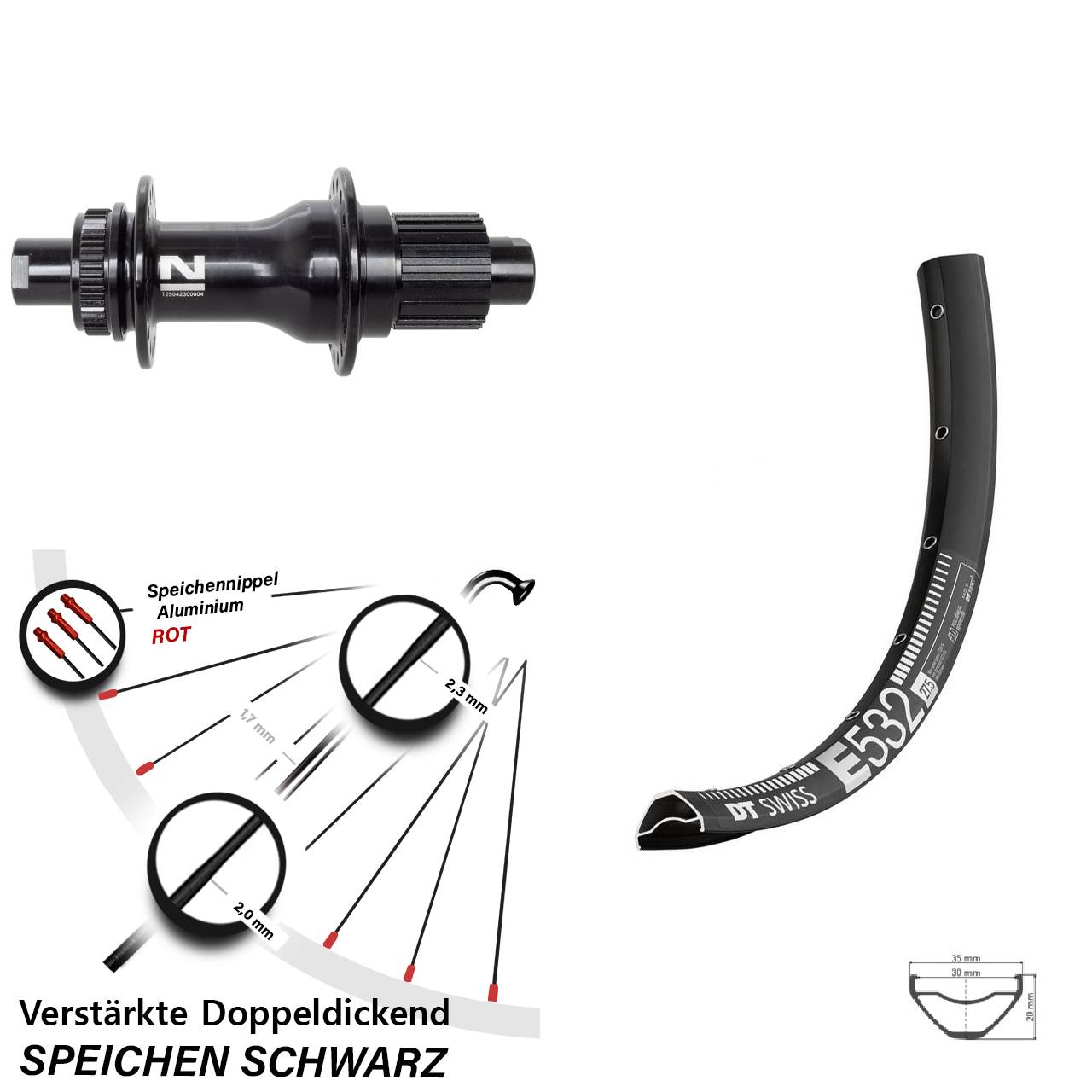 Disc Laufrad 27,5 Zoll DT Swiss E532 Novatec D792 Micro Spline 12x142
