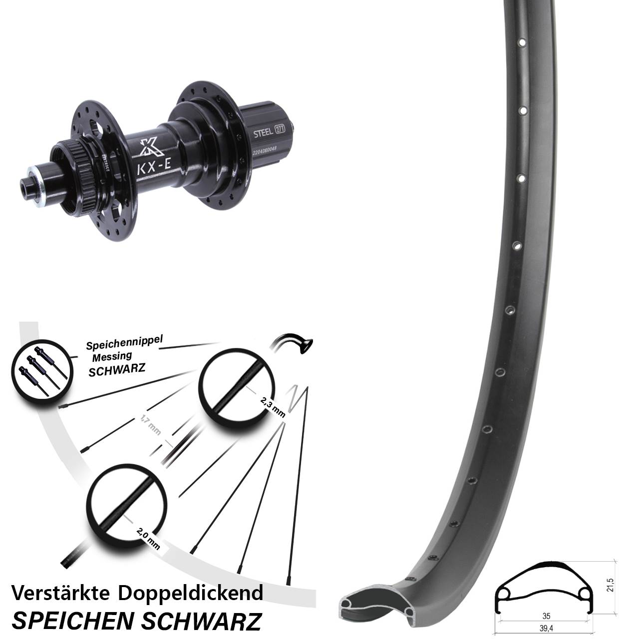 Disc Hinterrad 29 Zoll Ambrosio E35 KX-E Heavy Duty 8-12 fach HG QR Boost