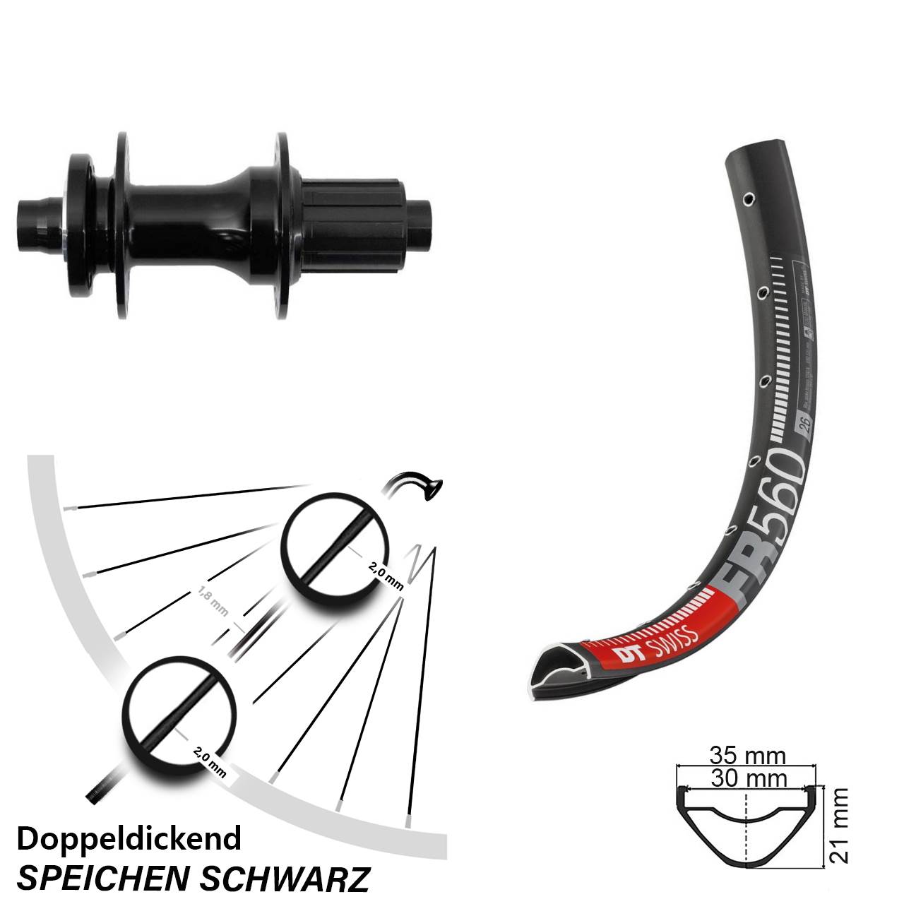 DT Swiss FR 560 Fastace DA210 26 Zoll Disc Laufrad 12x148 8-12 fach HG