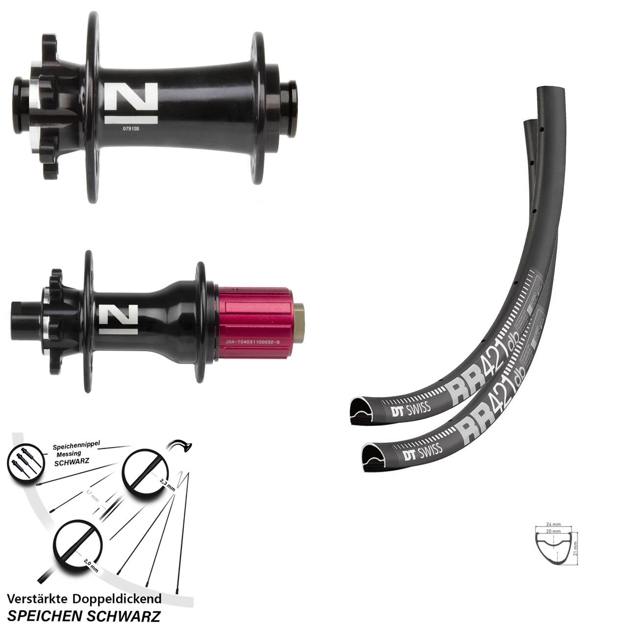 DT Swiss RR 421 Novatec D791-D792 28 Zoll Disc Laufradsatz 12x100/142 8-12 fach