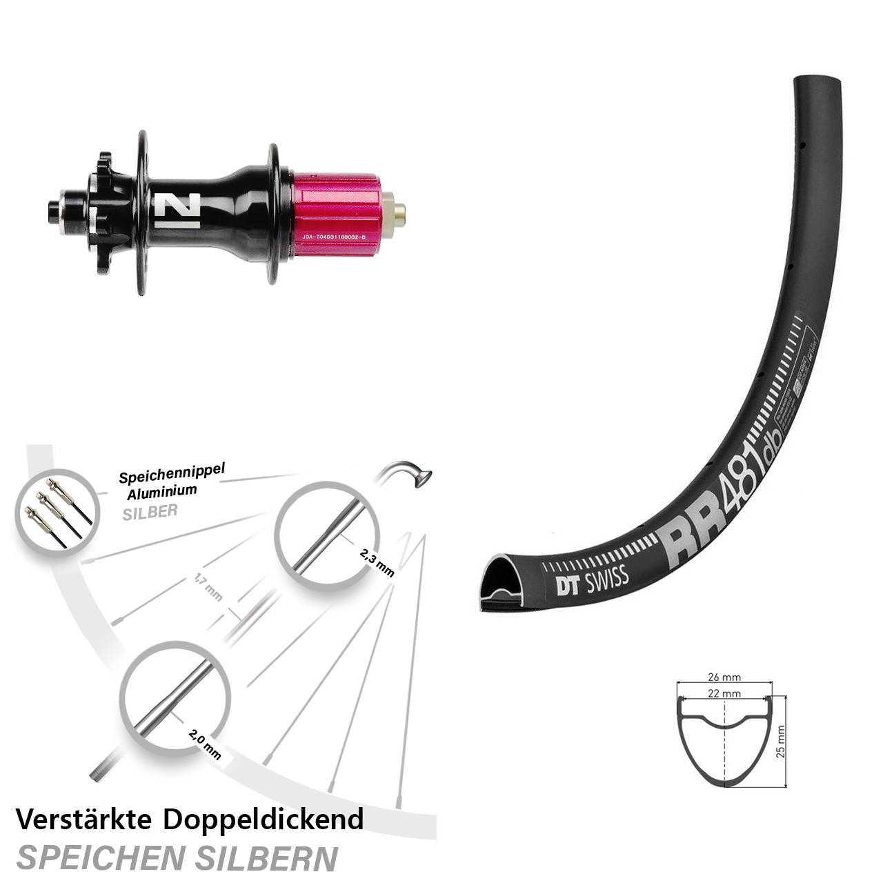 Disc Laufrad 28 Zoll DT Swiss RR481 Novatec Superlight 8-12 fach QR