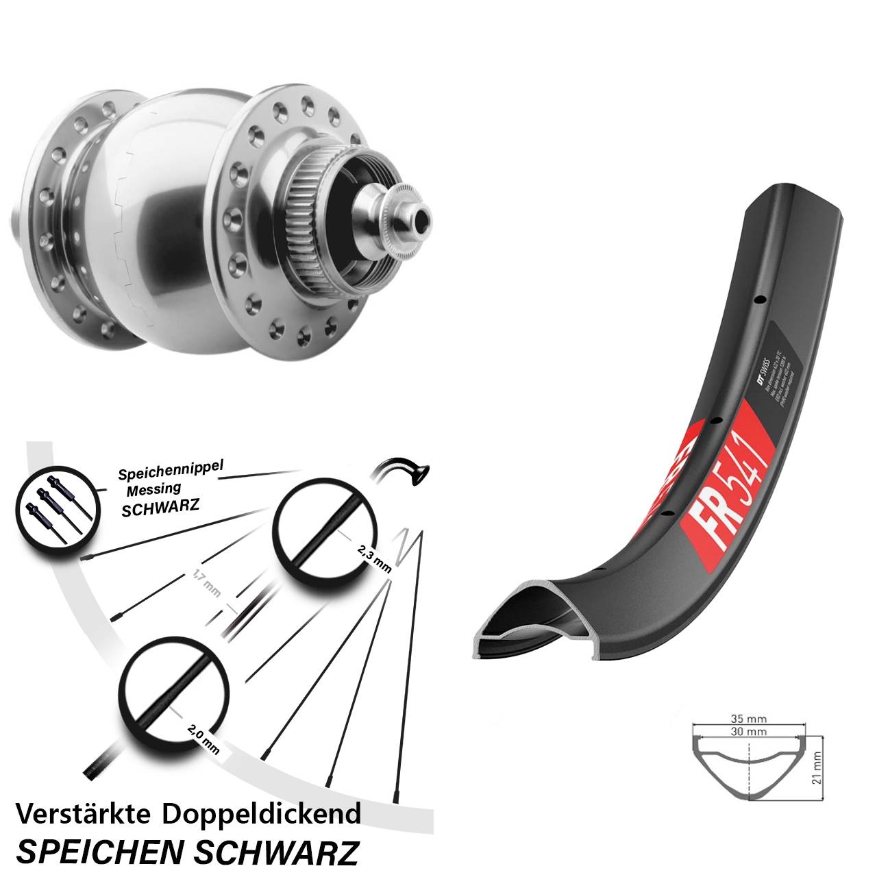 SON 28 silbern DT Swiss FR 541 29 Zoll Centerlock Dynamovorderrad QR