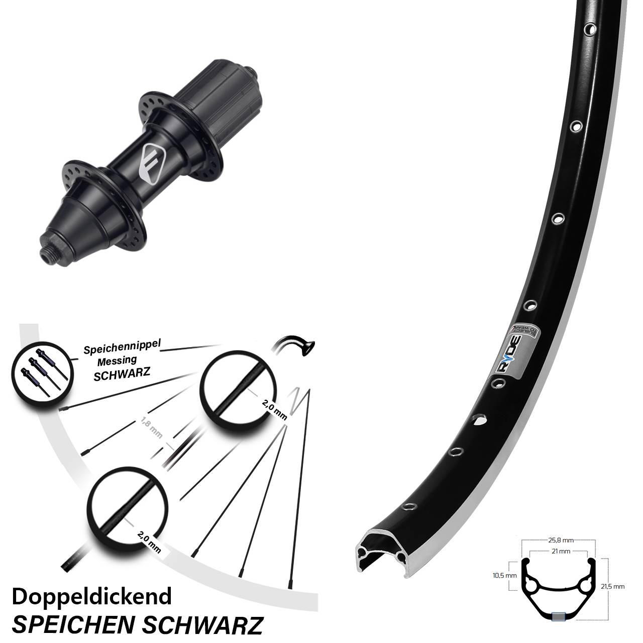 Ryde ZAC 421 Formula FM-32 26 Zoll Hinterrad QR 7 fach