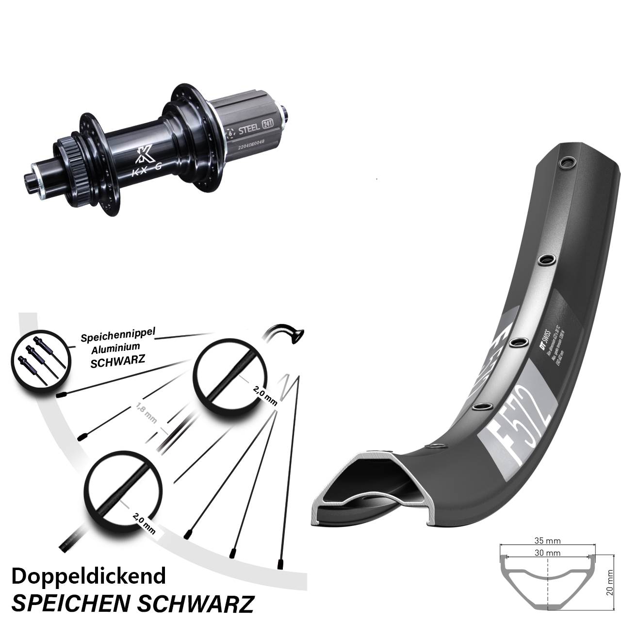 27,5 Zoll Hinterrad DT Swiss F572 KX-GS 8-12 fach