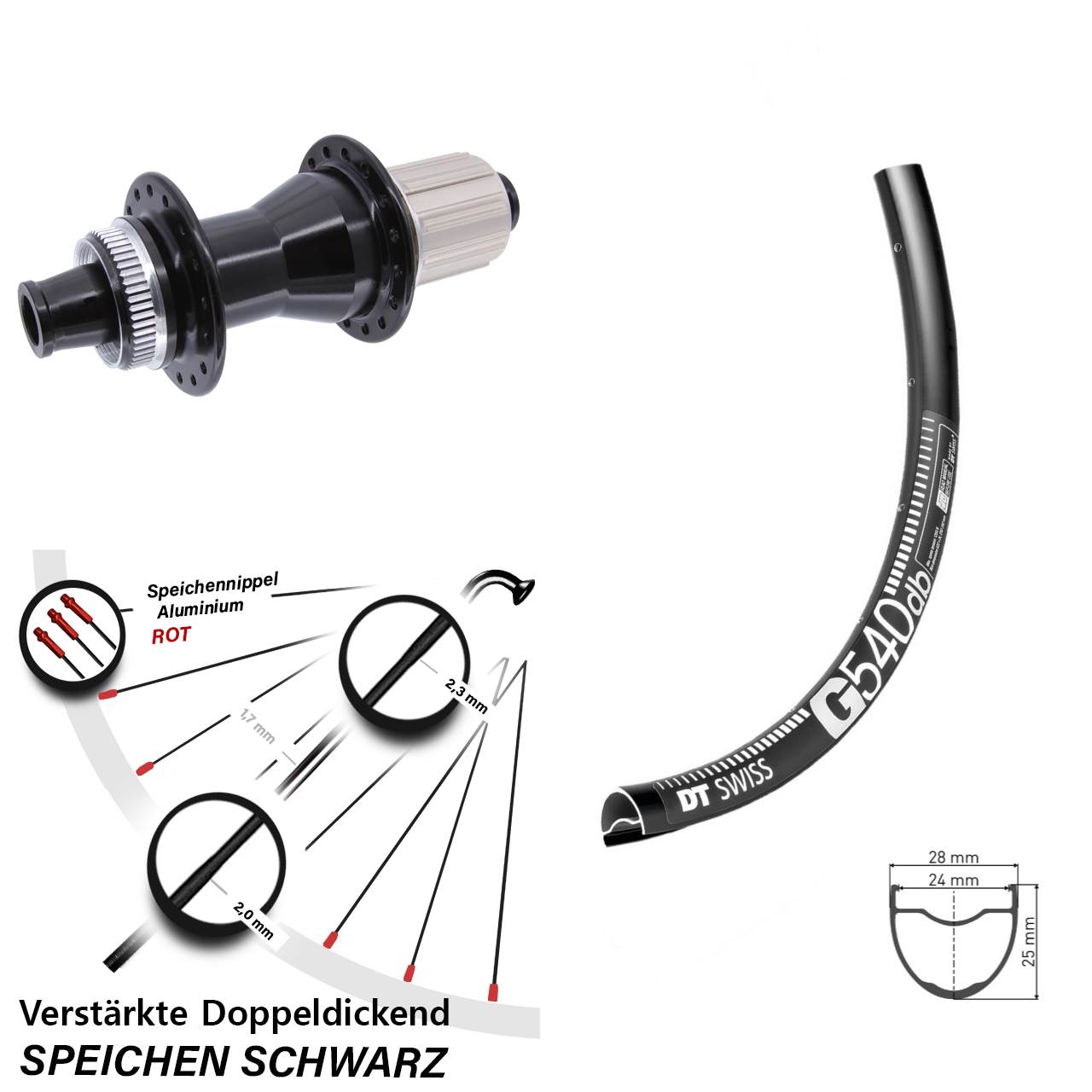 Disc Laufrad 12x142 27,5 Zoll DT Swiss G 540 Novatec CL142 8-12 fach