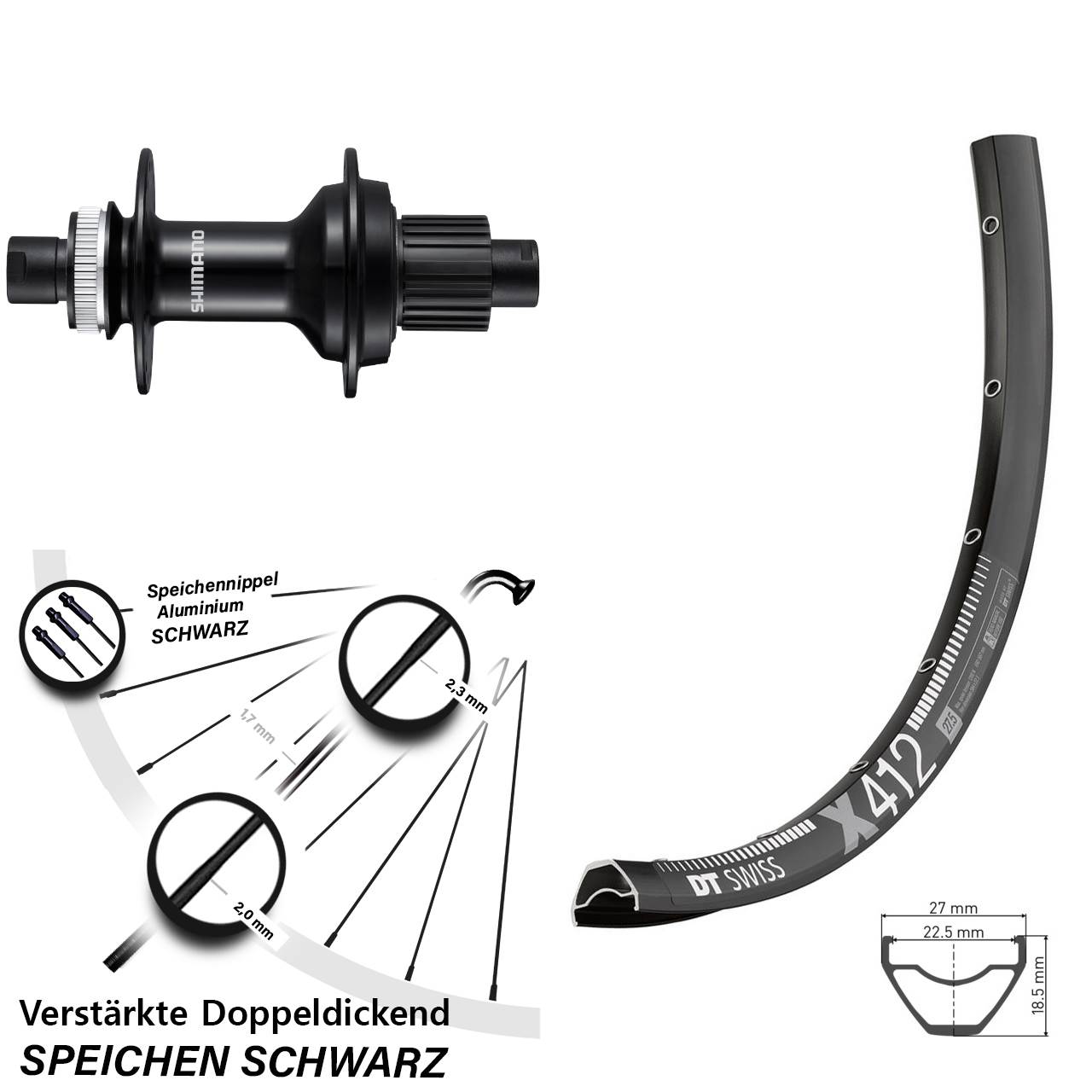 Hinterrad Centerlock 12x148 29 Zoll DT Swiss X 412 Shimano FH-MT510B Micro Spline