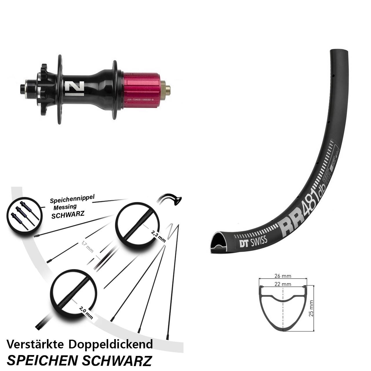 Disc Laufrad 28 Zoll DT Swiss RR481 Novatec Superlight 8-12 fach QR