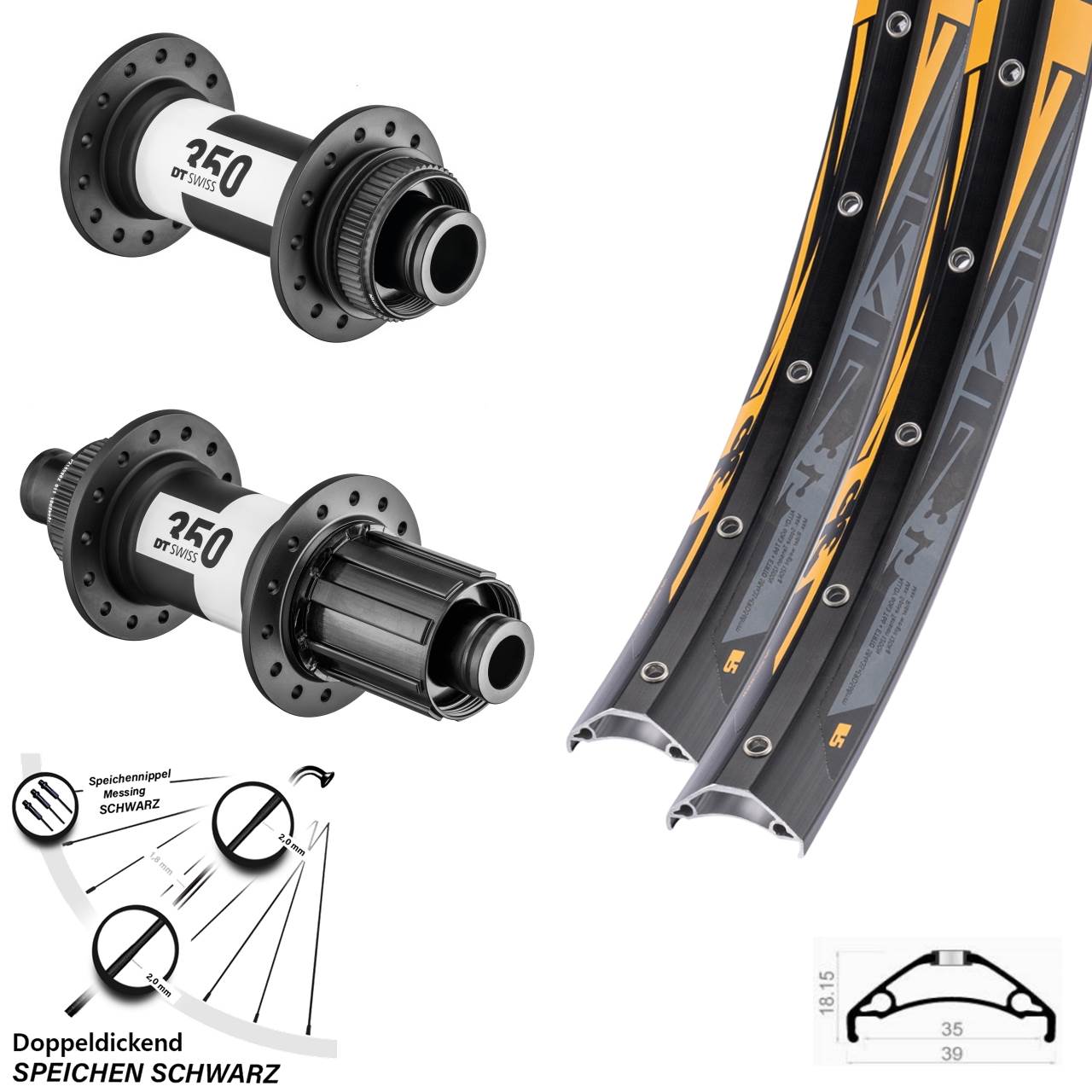 Laufradsatz Centerlock 15x110 12x148 27,5 Zoll Rodi TRYP 35 DT Swiss 350 8-11 fach HG