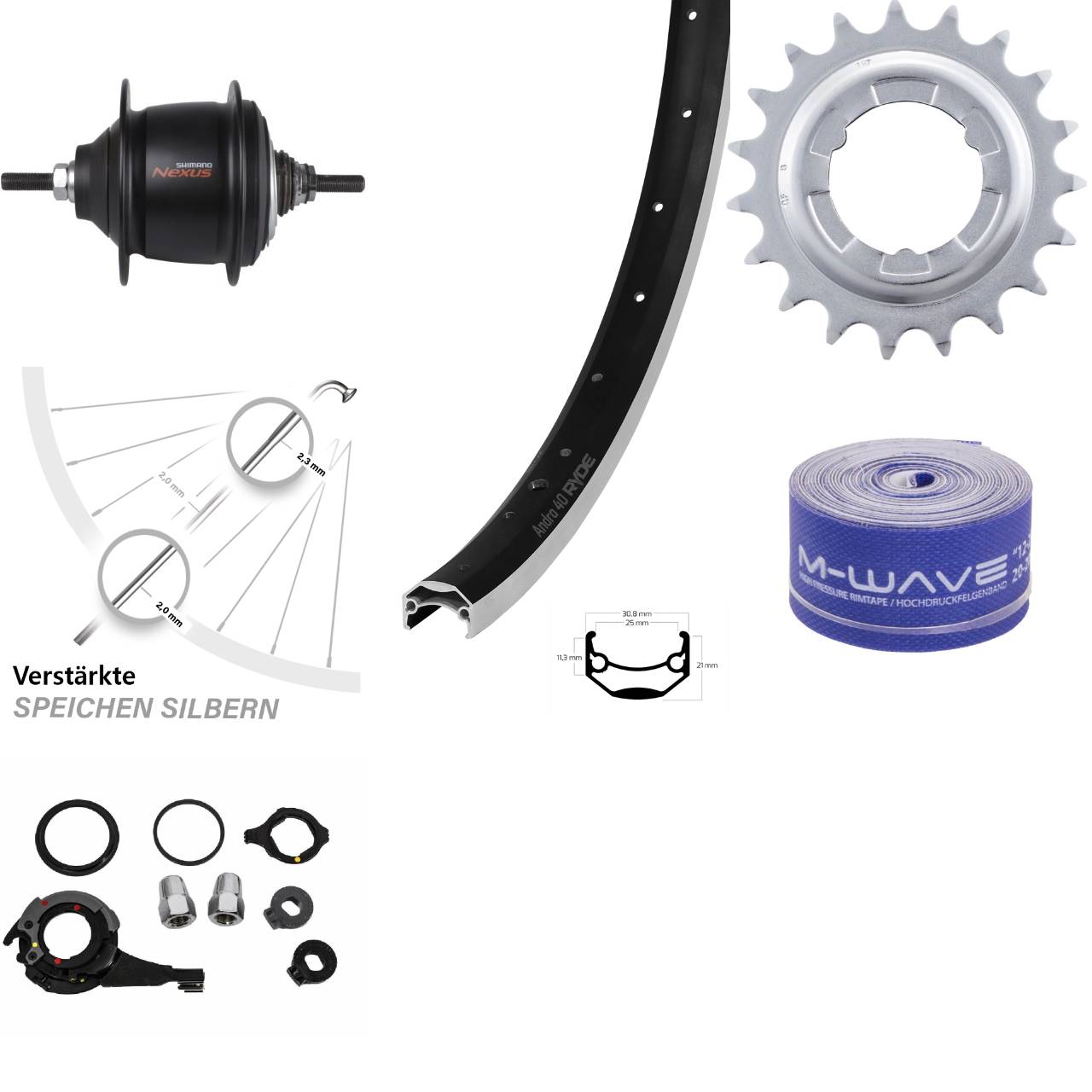26 Zoll Shimano Nexus 8-Gang Premium Ryde Andra 40 Hinterrad