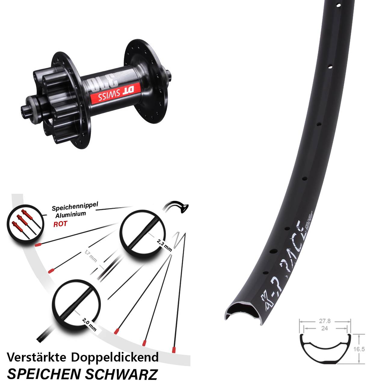 Disc Laufrad für Schnellspanner 28 Zoll KX-R Race DT Swiss 370