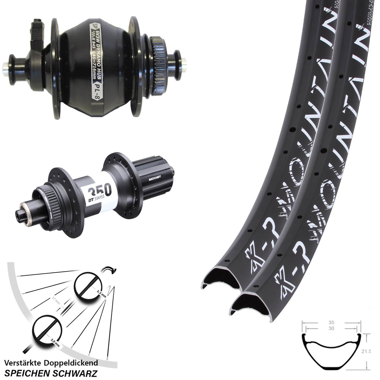 KX-R Mountain DT Swiss 350 Shutter PL-8 27,5/29 Zoll Disc Laufrad-Satz QR 8-11 fach