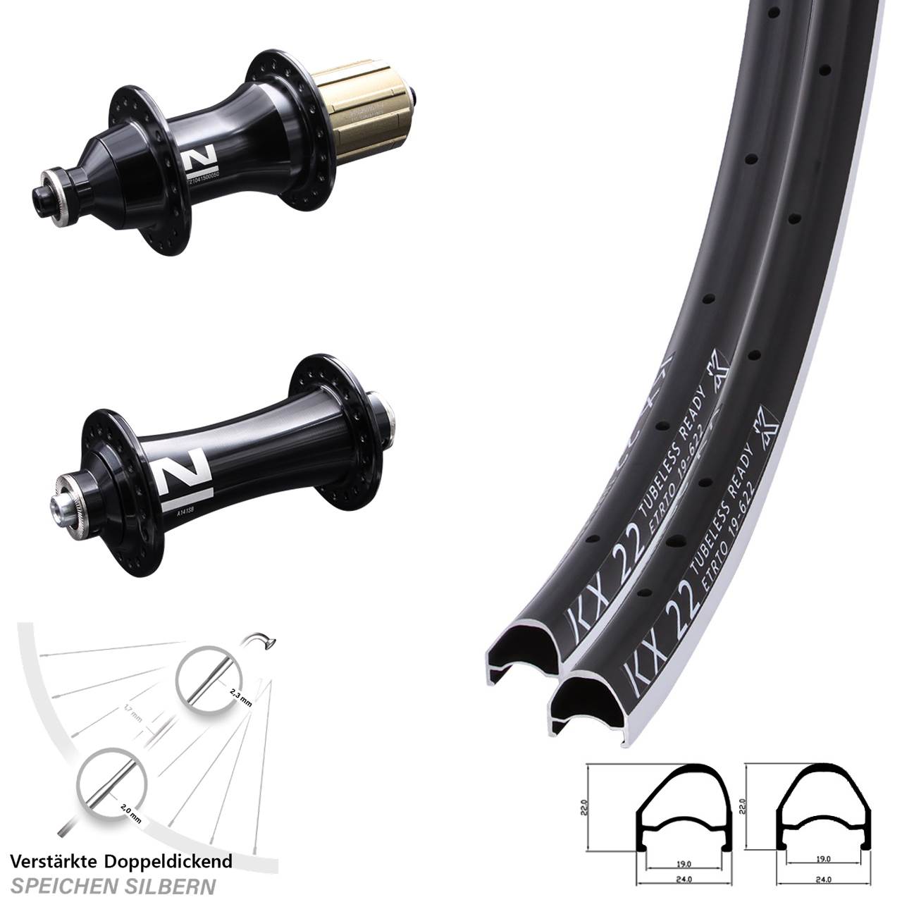Laufrad-Satz 28 Zoll KX 22 OS Novatec A141 SB Novatec F-162SB 8-12 fach für Schnellspanner