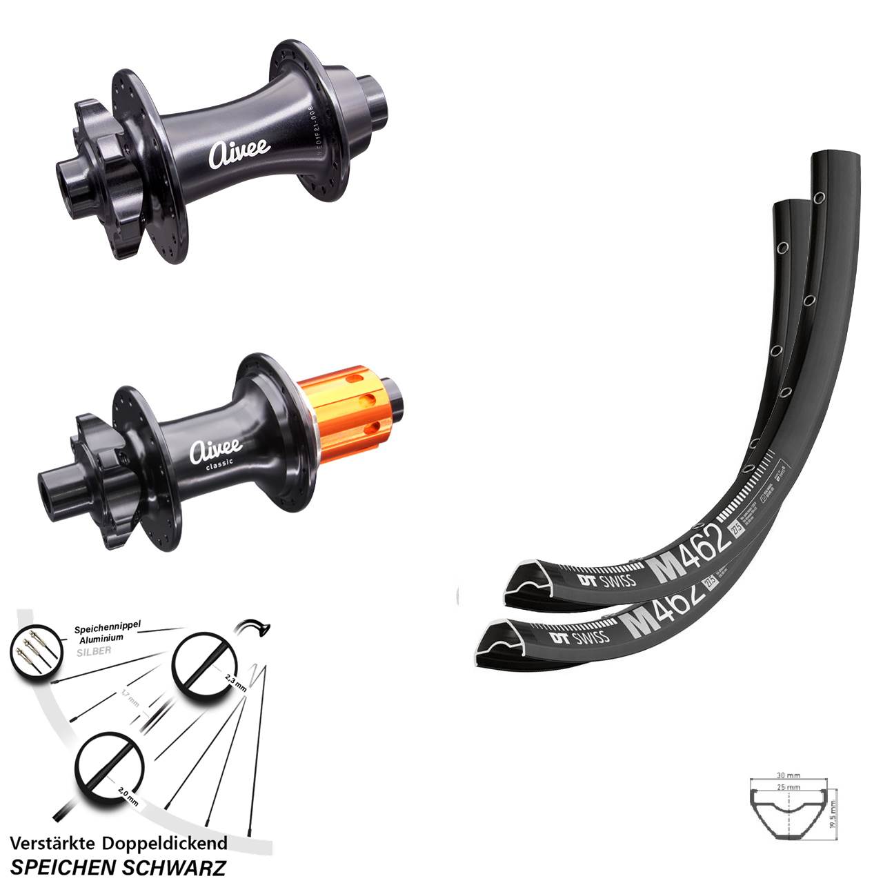 DT Swiss M 462 Aivee Classic 29 Zoll Laufradsatz 6-Loch 15x110 12x148 8-12 fach