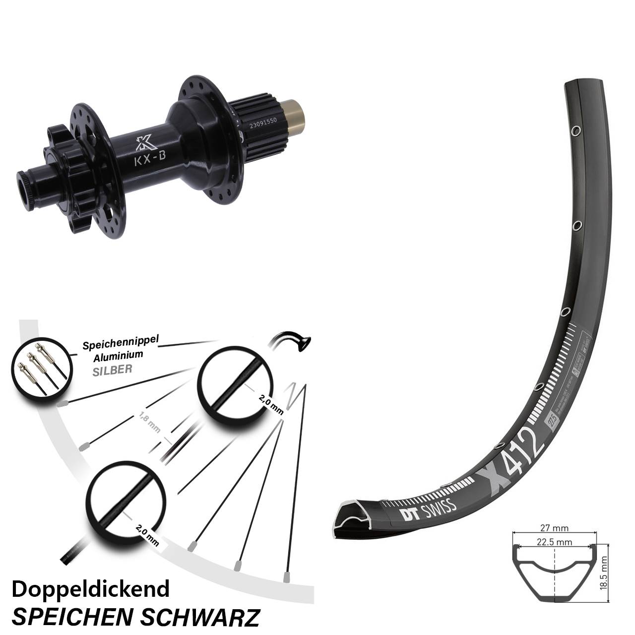 Disc Laufrad 12x148 29 Zoll DT Swiss X 412 KX-B Micro Spline