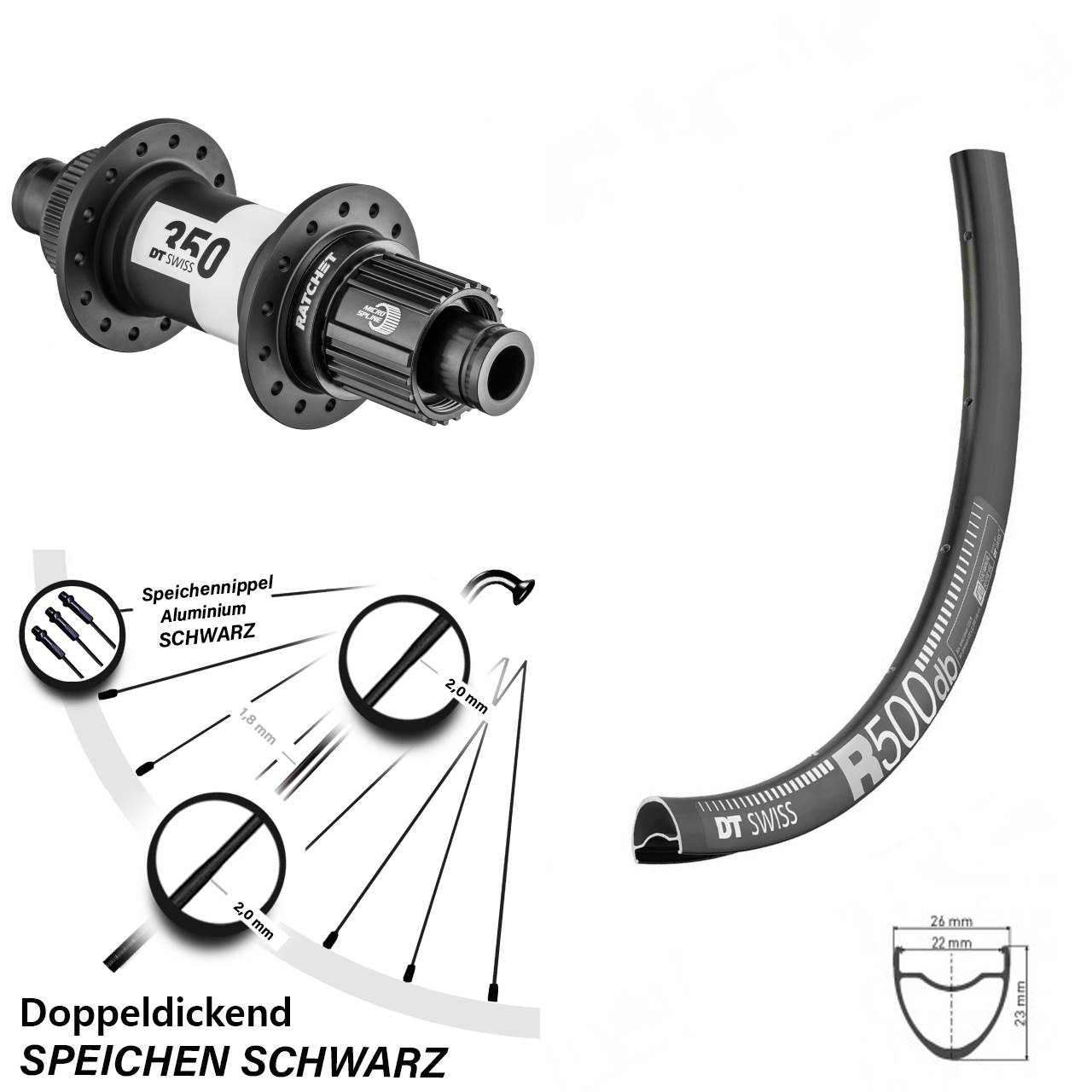 Hinterrad 12x142 28-29 Zoll DT Swiss R 500-350 Shimano Micro Spline