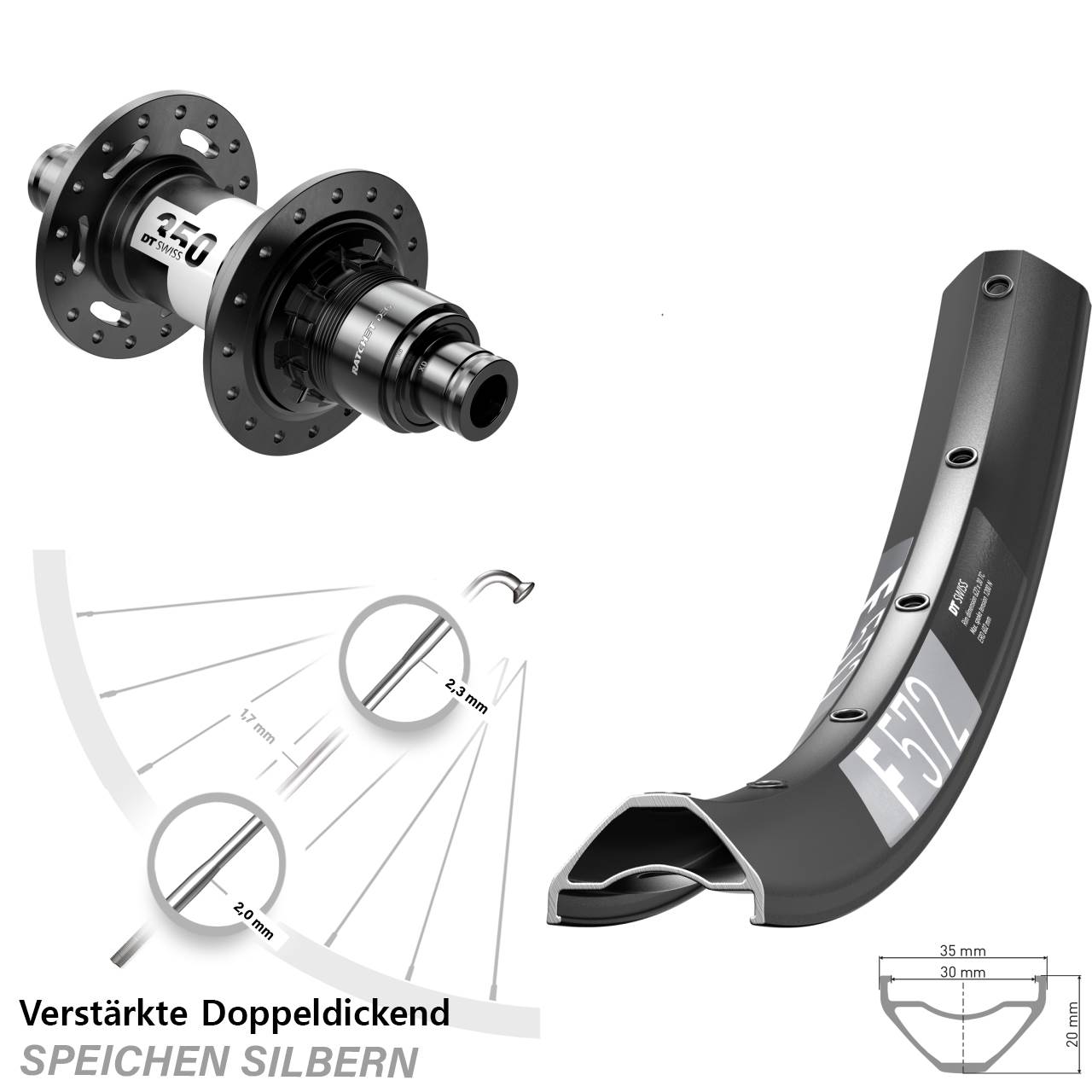 Hinterrad Centerlock 29 Zoll DT Swiss F572-350 DEG72 SRAM XD 12x148