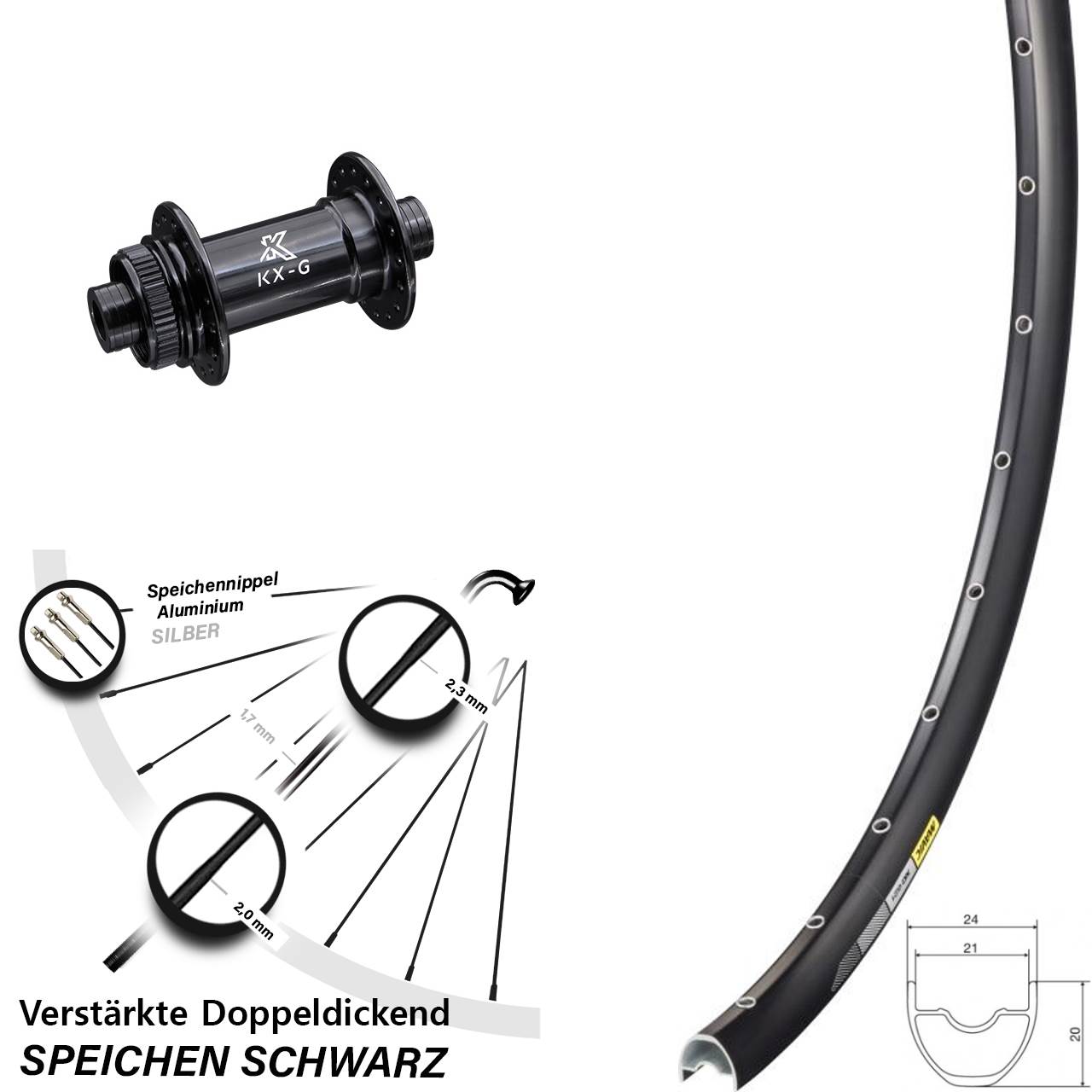 Mavic XC621 KX-G Gravel 29 Zoll Disc Laufrad 12x100