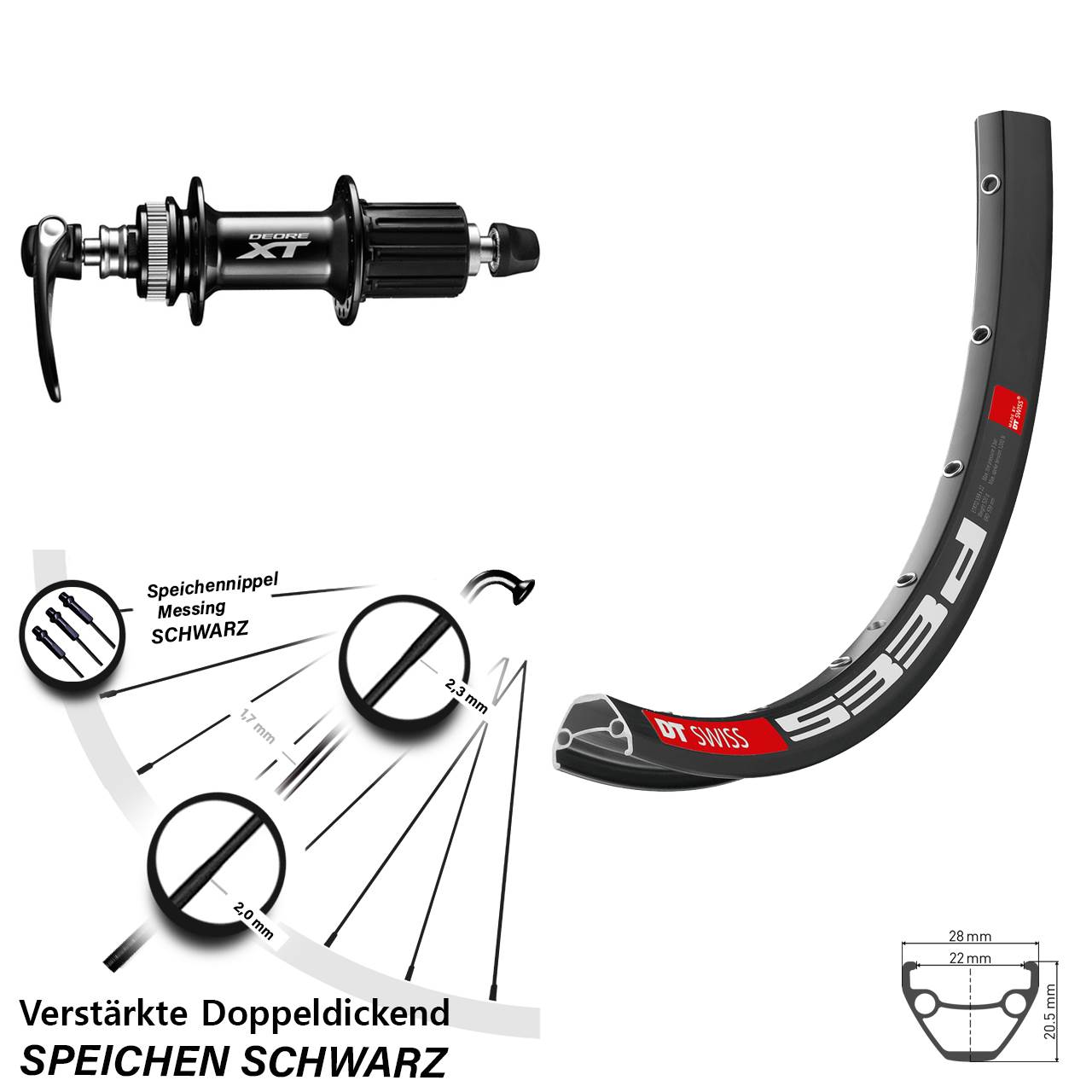 DT Swiss 533 D Shimano FH-M8000 26 Zoll Centerlock Hinterrad QR 8-11 fach