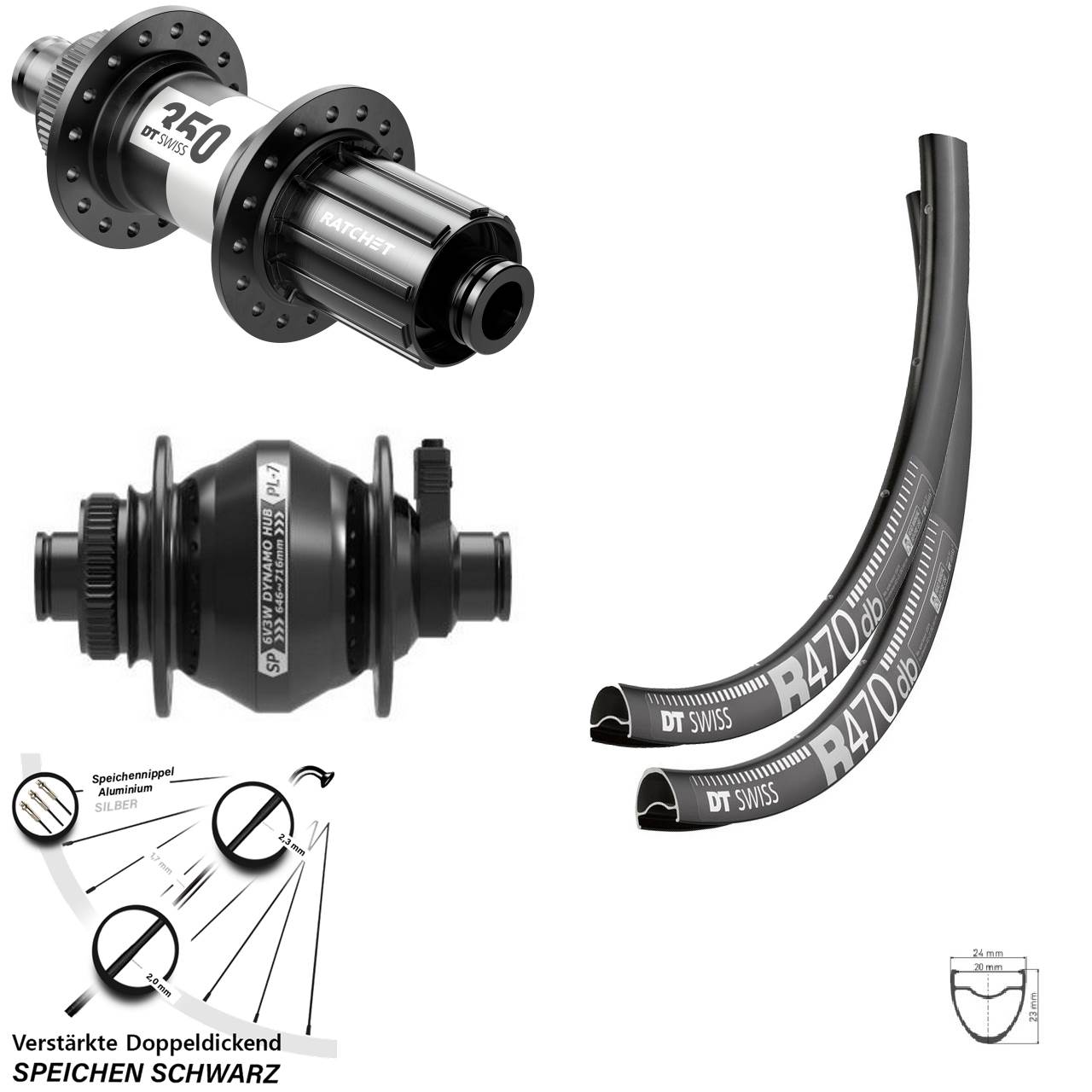 Disc Laufrad-Satz 12x100/142 28 Zoll DT Swiss R 470 350 Shutter PL-7 11-12 fach HG