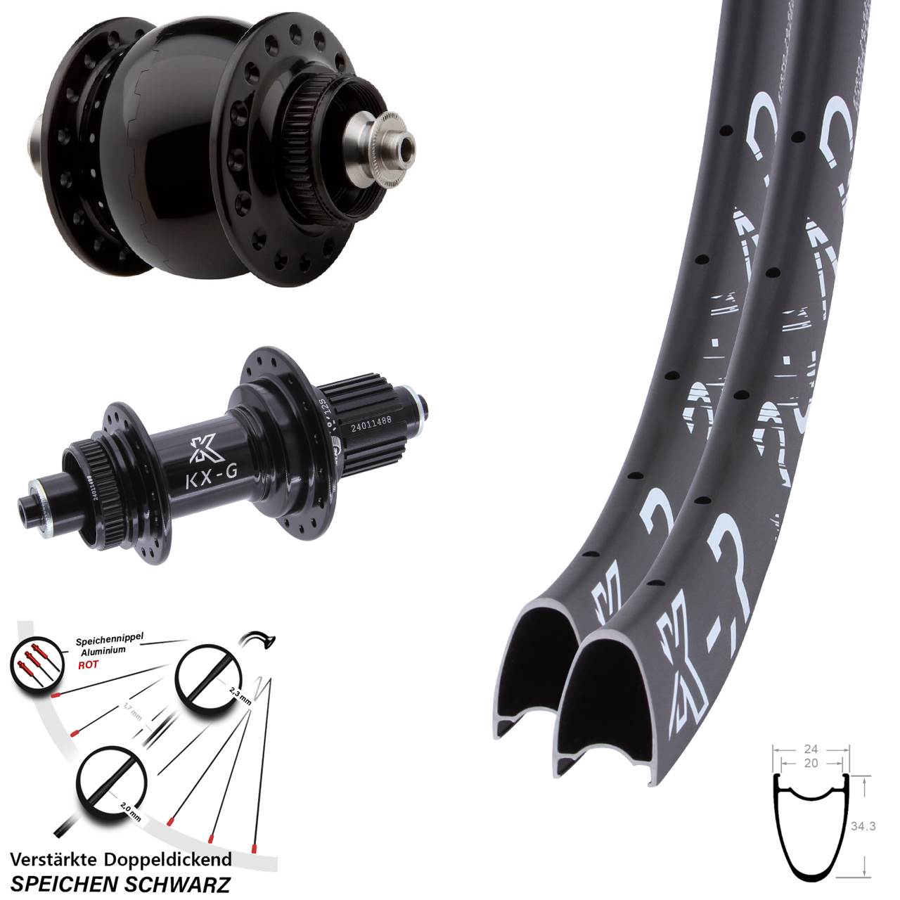 29 Zoll KX-GR Road SON 28 Laufradsatz Centerlock QR Micro Spline
