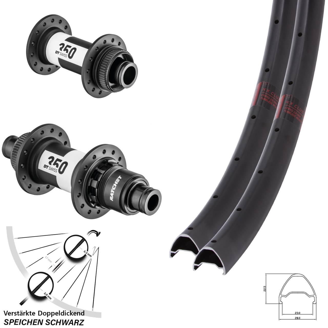 Disc Laufrad-Satz 15x100 12x142 28-29 Zoll KX Clue DT Swiss 350 SRAM XD Centerlock