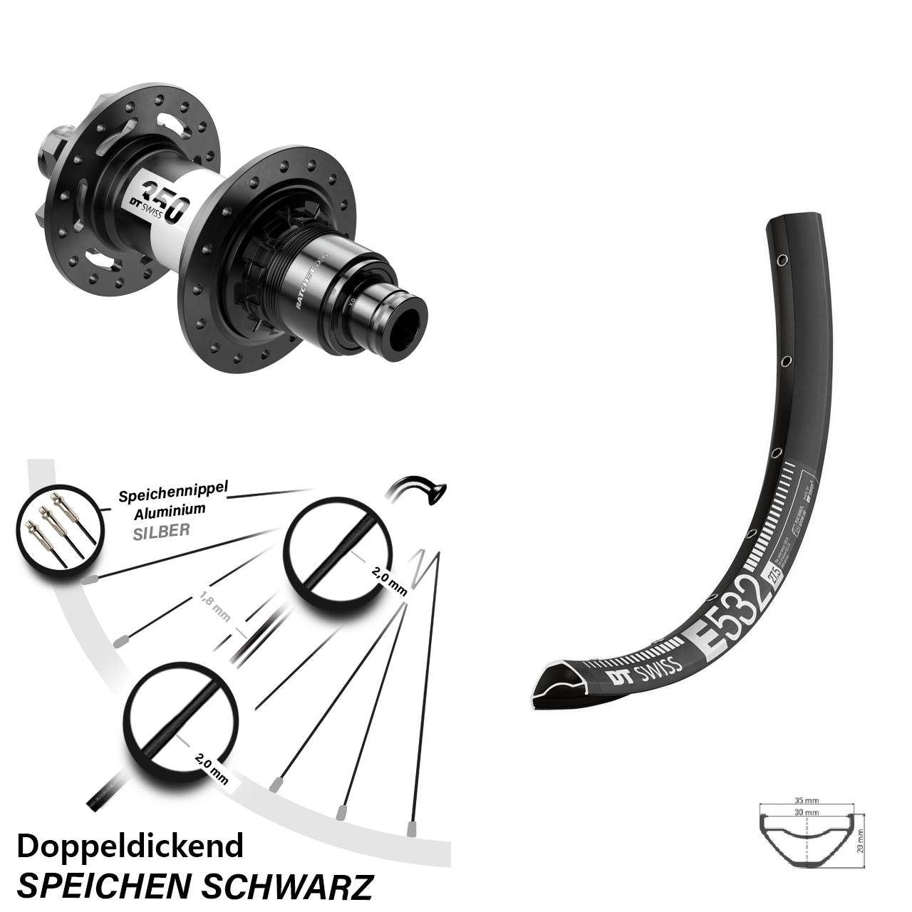 Disc Laufrad 29 Zoll DT Swiss E532-350 DEG 72 XD 11-12 fach 12x148