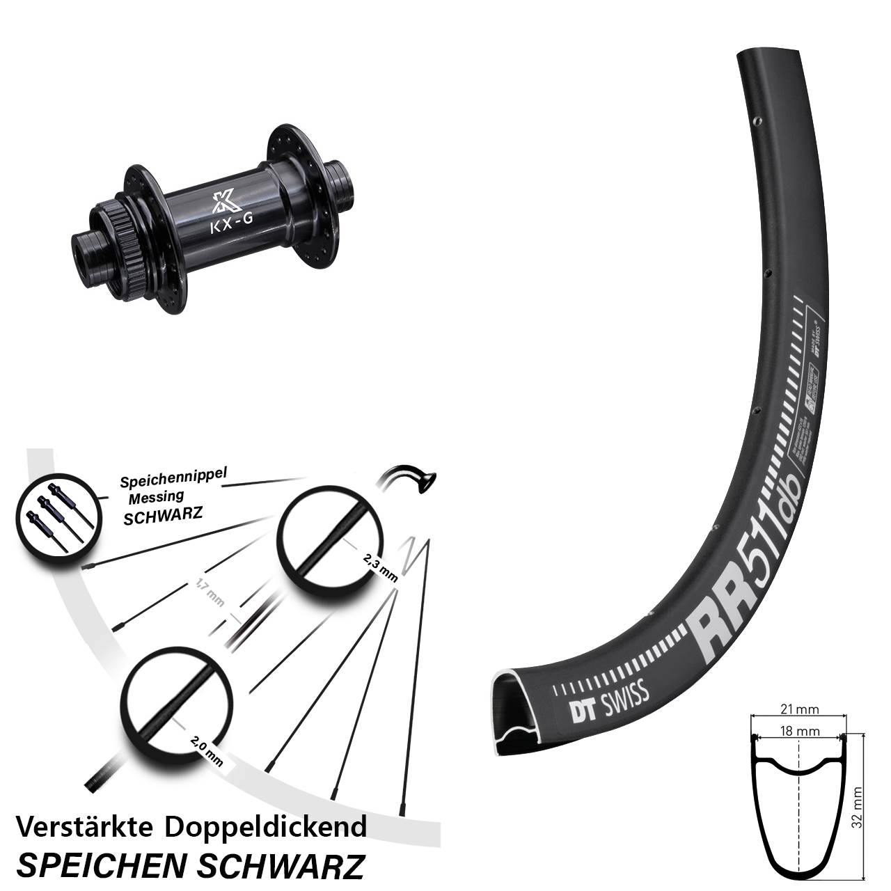Vorderrad Centerlock 15x100 28 Zoll DT Swiss RR 511 KX-G
