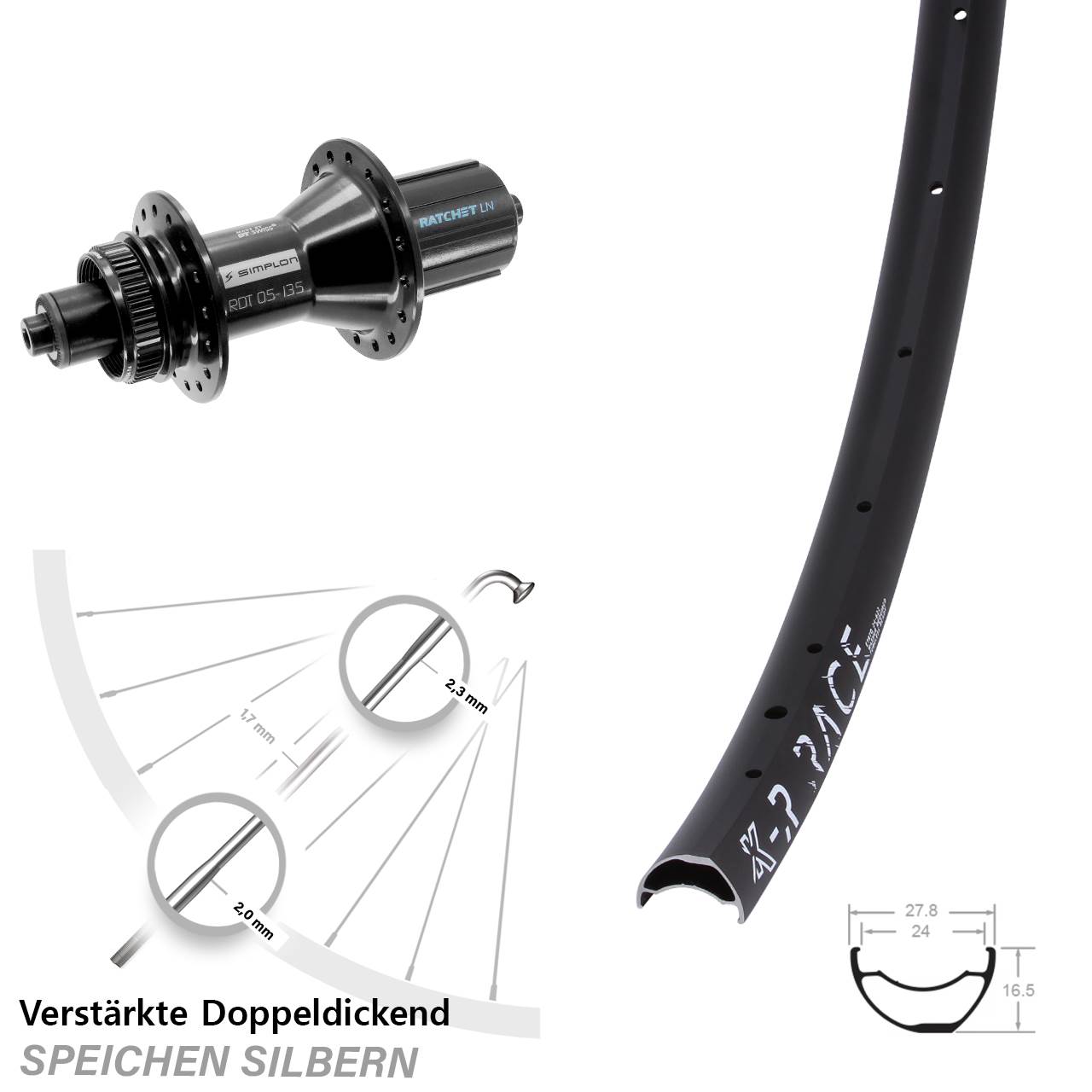 Hinterrad Centerlock 28-29 Zoll KX-R Race DT Swiss 370 Hybrid 8-11 fach QR