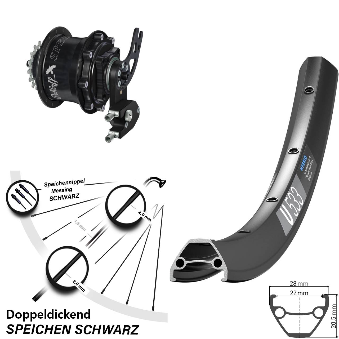 DT Swiss U533 Rohloff Speedhub CC DB PM 27,5 Zoll Disc Hinterrrad