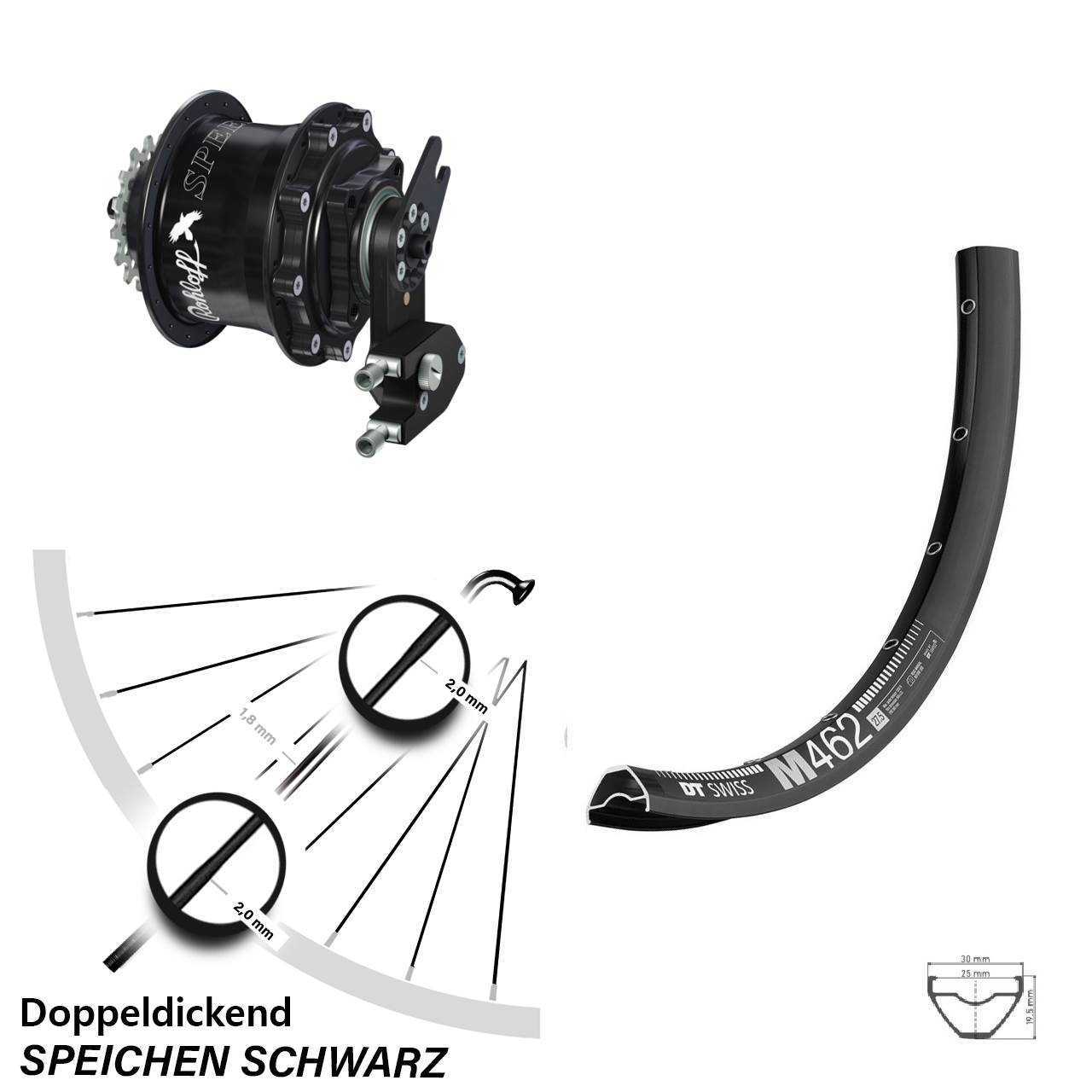 Rohloff Speedhub CC OEM2 DT Swiss M 462 Hinteres Rad 27,5 Zoll