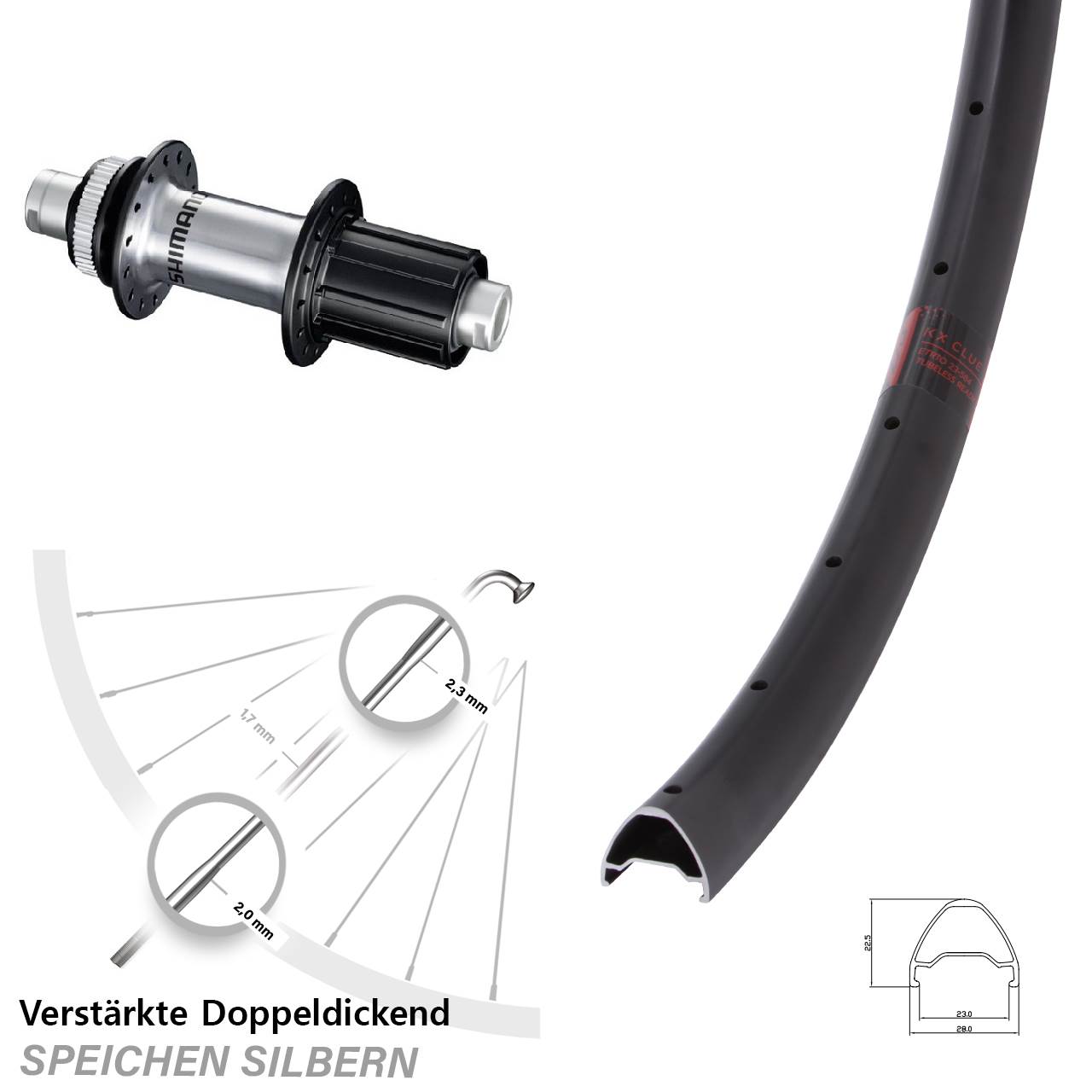 28 Zoll KX Clue Shimano GRX Disc Laufrad 12x142 8-12 fach HG