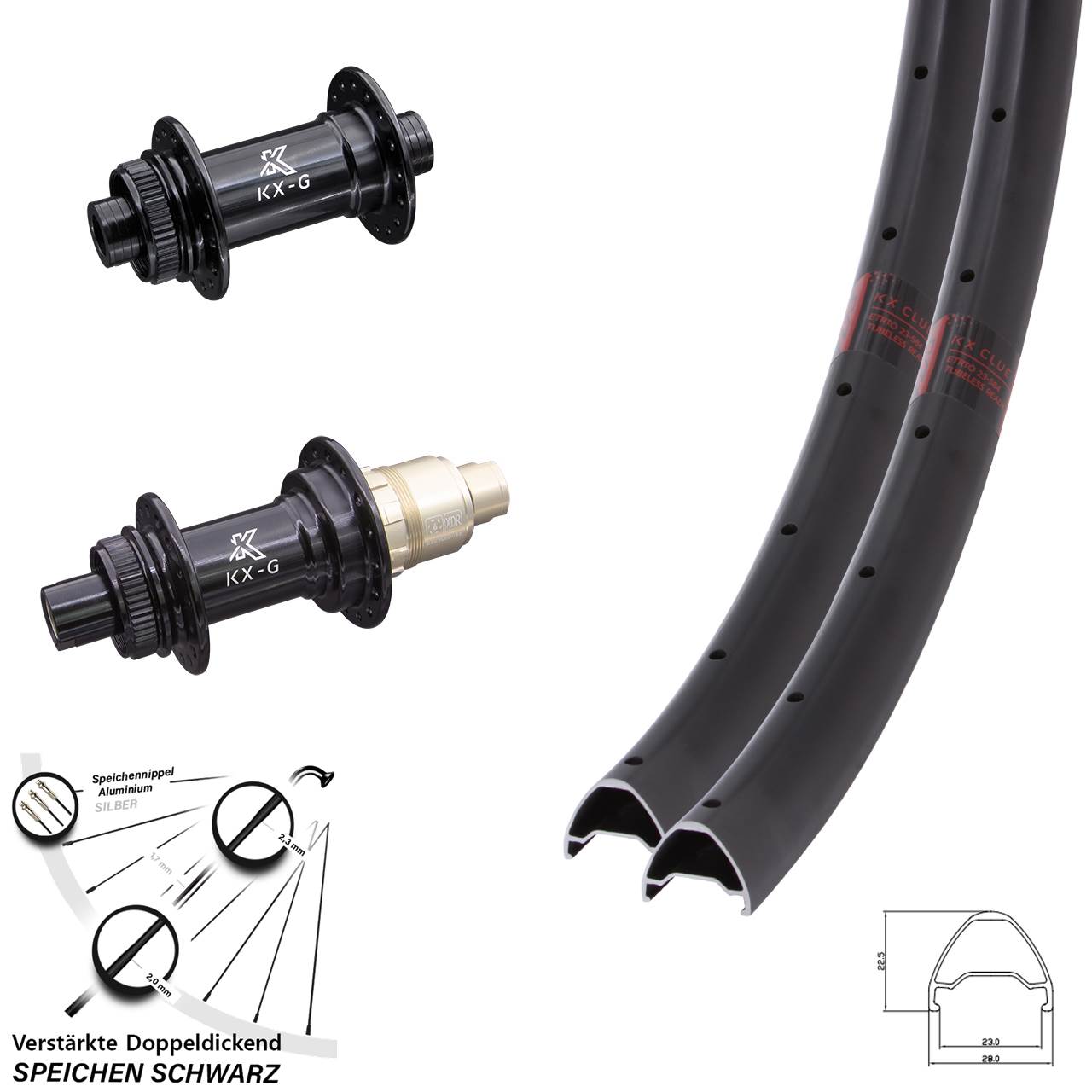 Laufradsatz Centerlock 28 Zoll KX-G Clue XDR 11-12 fach 15x100 12x142