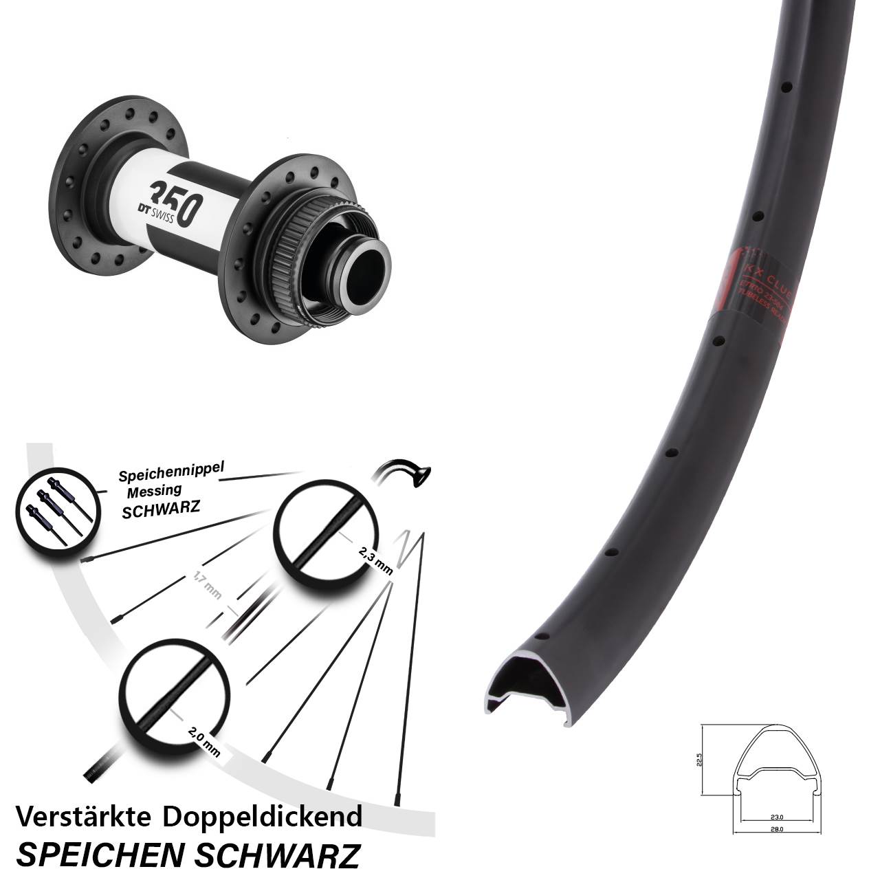 Vorderrad 29 Zoll KX Clue DT Swiss 350 Centerlock 15x110