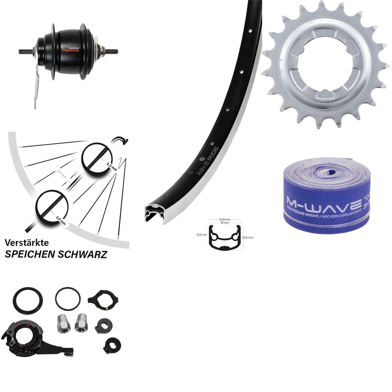 26 Zoll Hinterrad Shimano Nexus 8-Gang Rücktrittbremse Ryde Andra 30