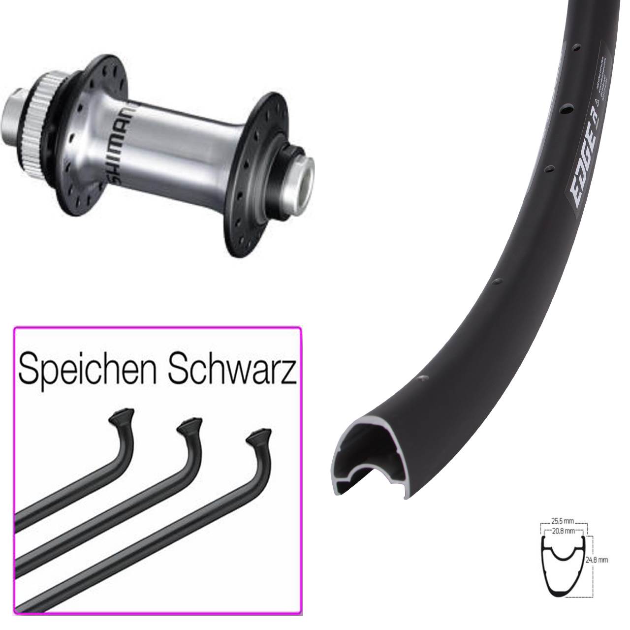 Vorderrad Centerlock 28 Zoll Ryde Edge R25 Offset Shimano RS770 12x100